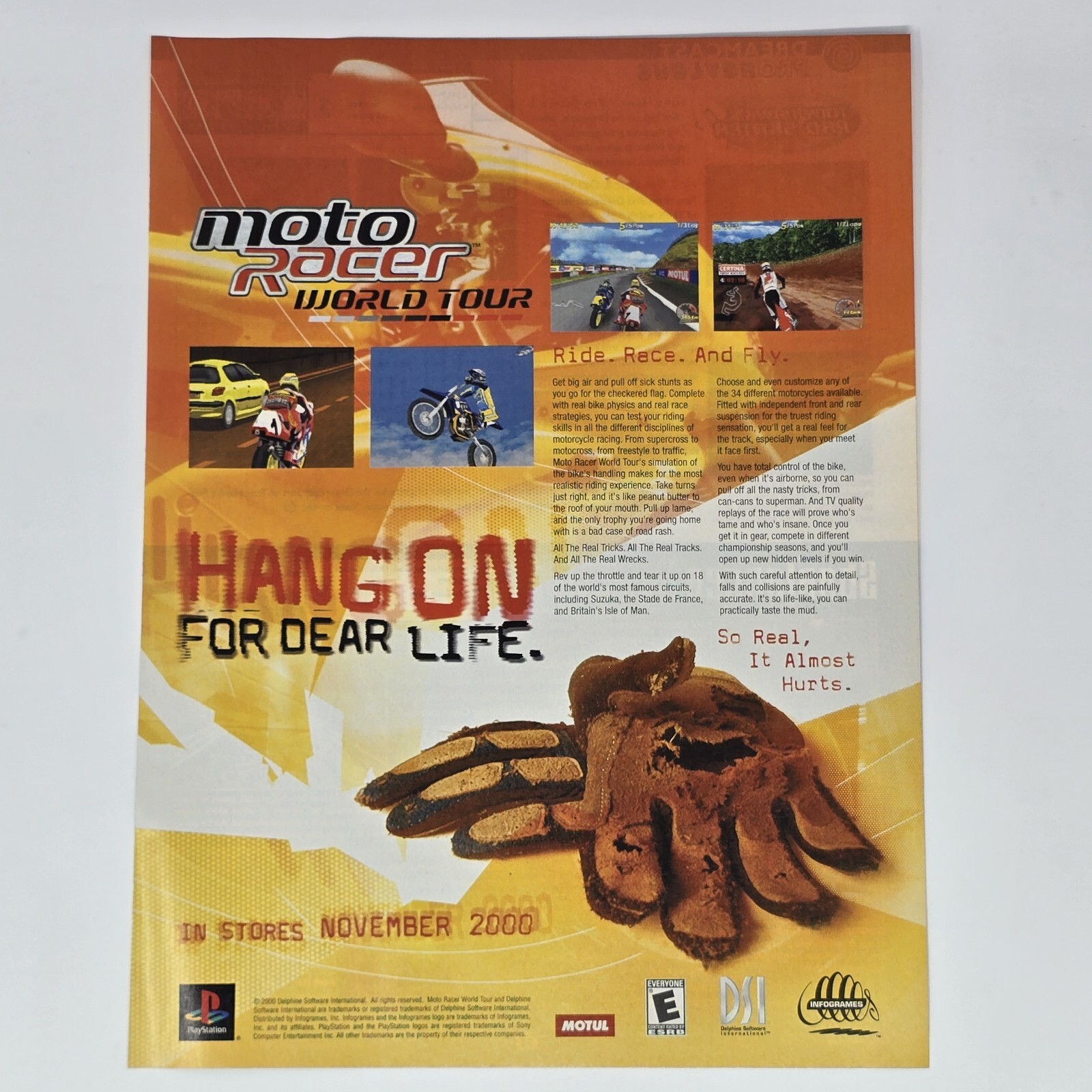 Moto Racer World Tour PlayStation PS1 Hang On Print Ad/Poster Official Promo Art
