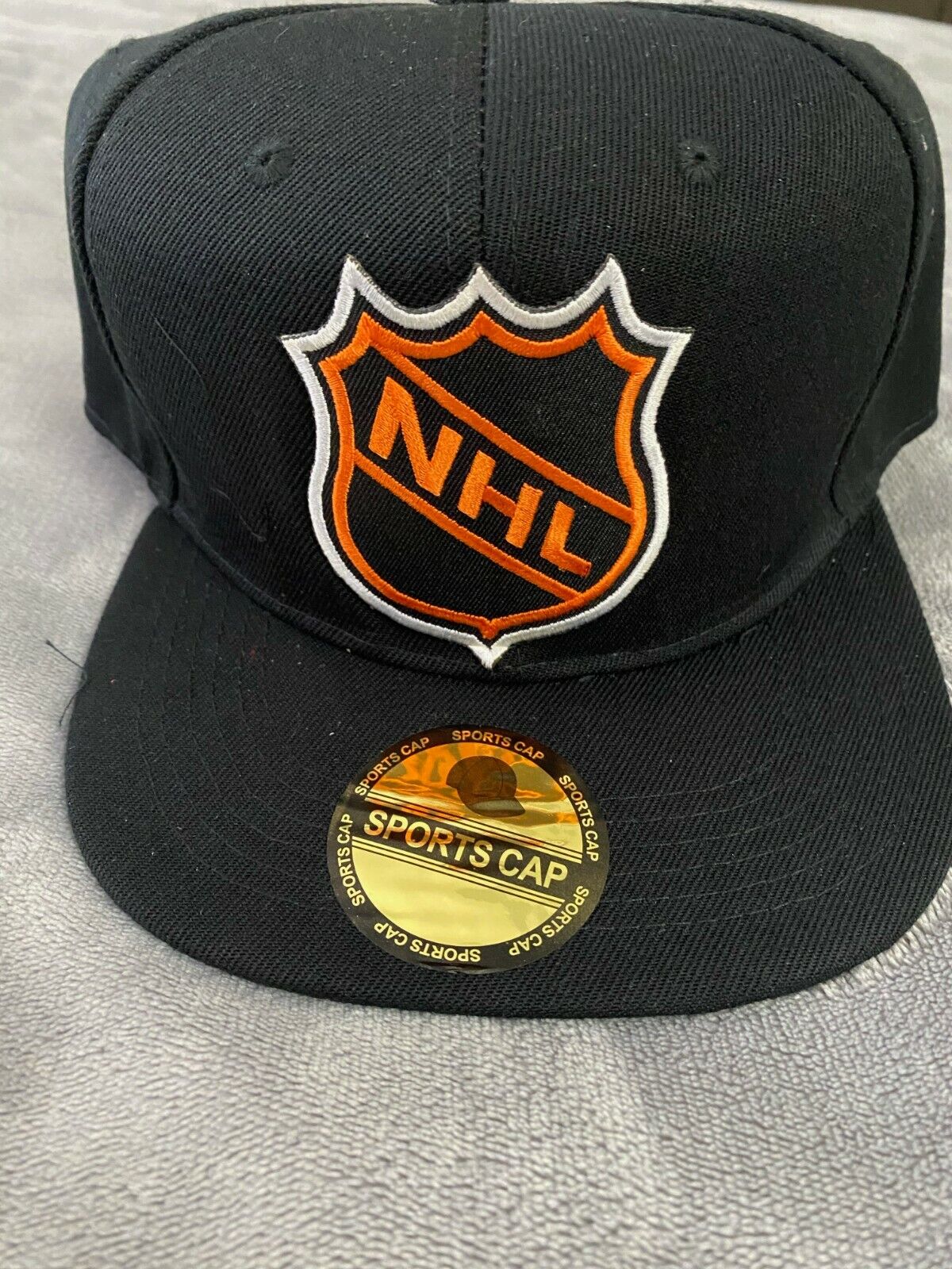 THROWBACK VINTAGE NHL NATIONAL HOCKEY LEAGUE ORANGE SHIELD LOGO HAT CAP NEW NWT