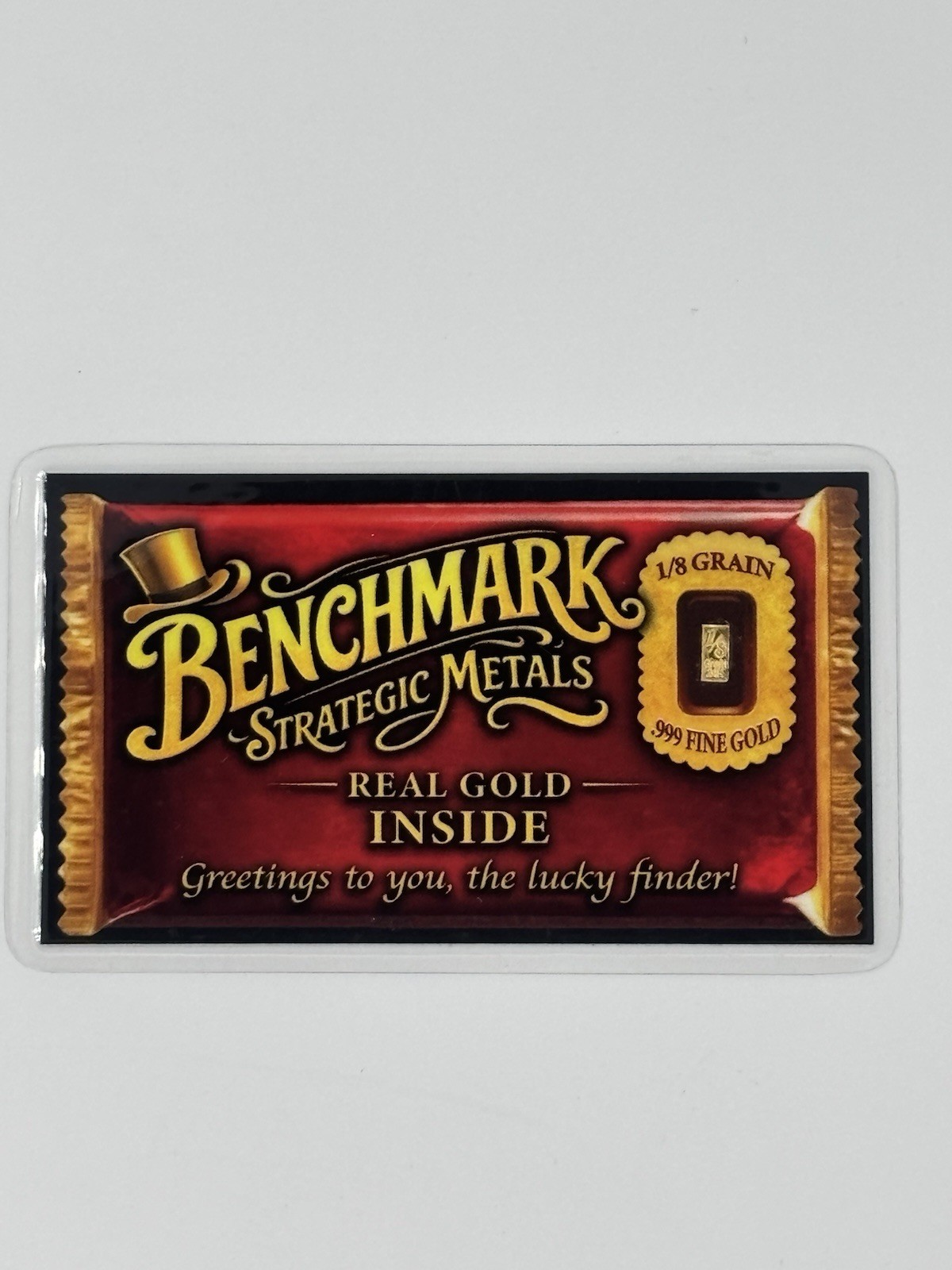 5pack Benchmark Strategic Metals .999 Fine Gold Bar 1/8 Grain Candy Wrapper Card 5pack Benchmark Strategic Metals .999 Fine Gold Bar 1/8 Grain Candy Wrapper Card