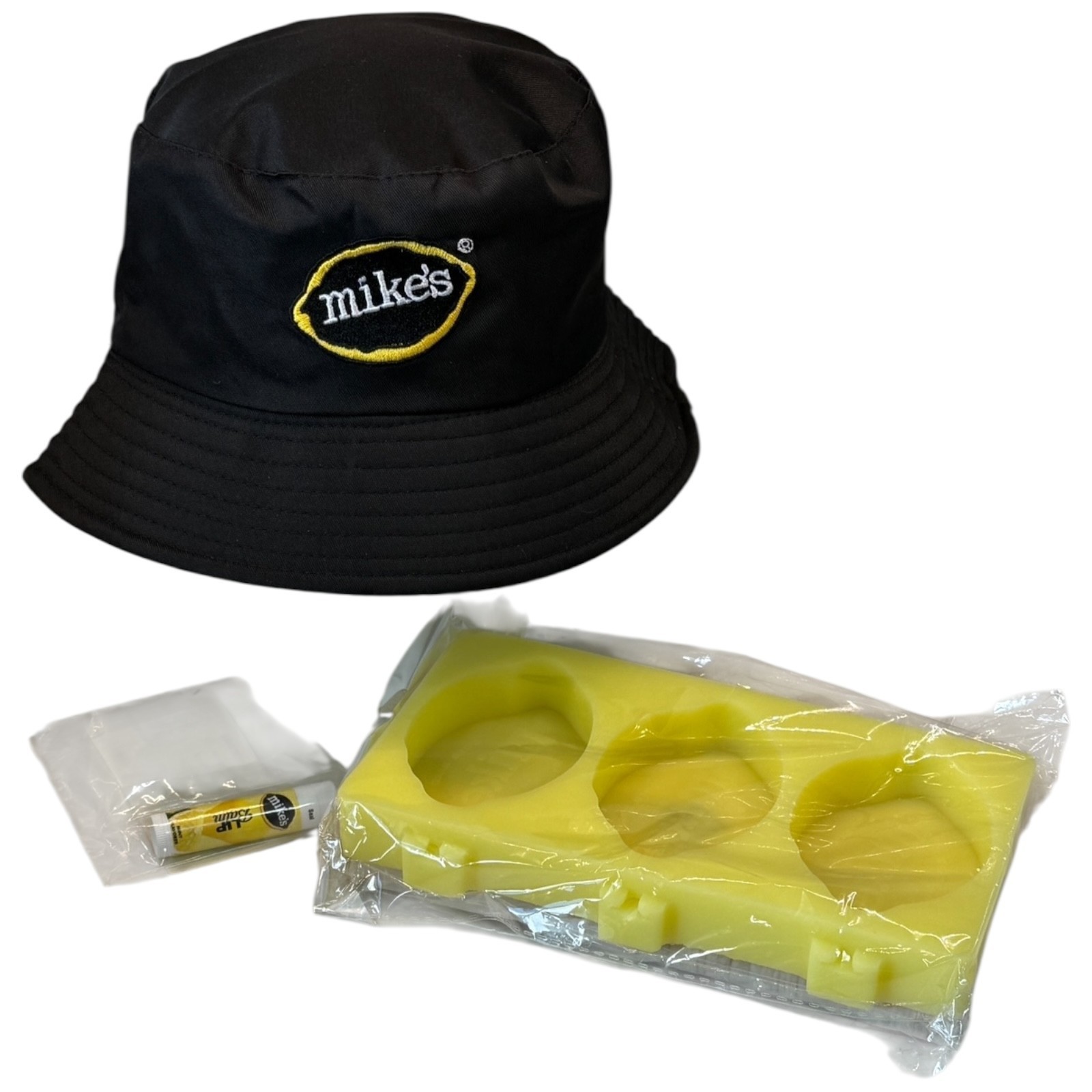 RARE Mikes Hard Lemonade Promo Lot Reversible Bucket Hat Lip Balm Ice Pop Mold RARE Mikes Hard Lemonade Promo Lot Reversible Bucket Hat Lip Balm Ice Pop Mold