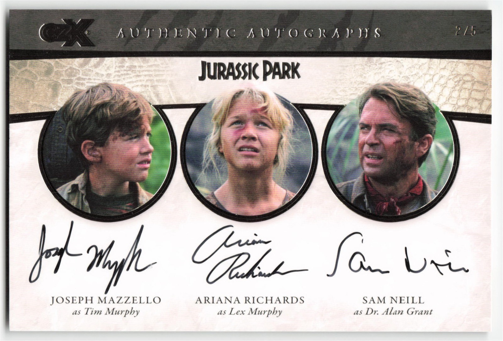 2026 Cryptozoic Jurassic Park CZX SDCC Sam Neill Triple Autograph 4x6 2/5 Made 2026 Cryptozoic Jurassic Park CZX SDCC Sam Neill Triple Autograph 4x6 2/5 Made