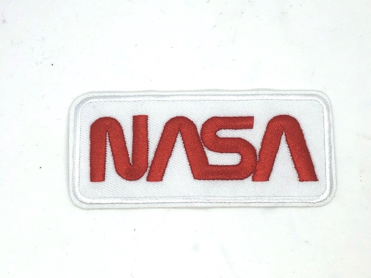 NASA Worm white embroidered Patch iron/sew on 4 x 1.75 inches p1-2 NASA Worm white embroidered Patch iron/sew on 4 x 1.75 inches p1-2