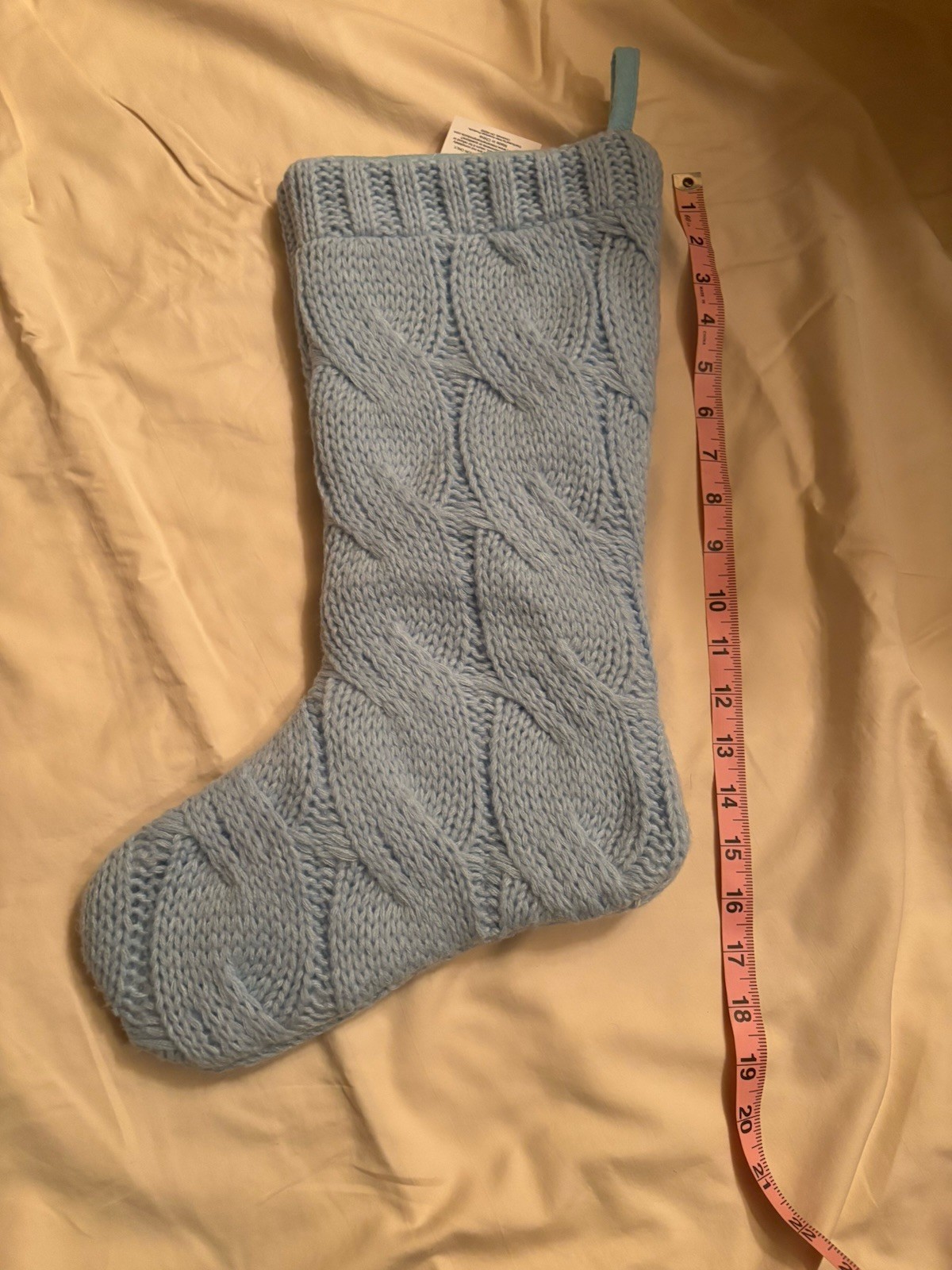 Holiday Home Light Blue Knit Stocking New With Tags Holiday Home Light Blue Knit Stocking New With Tags