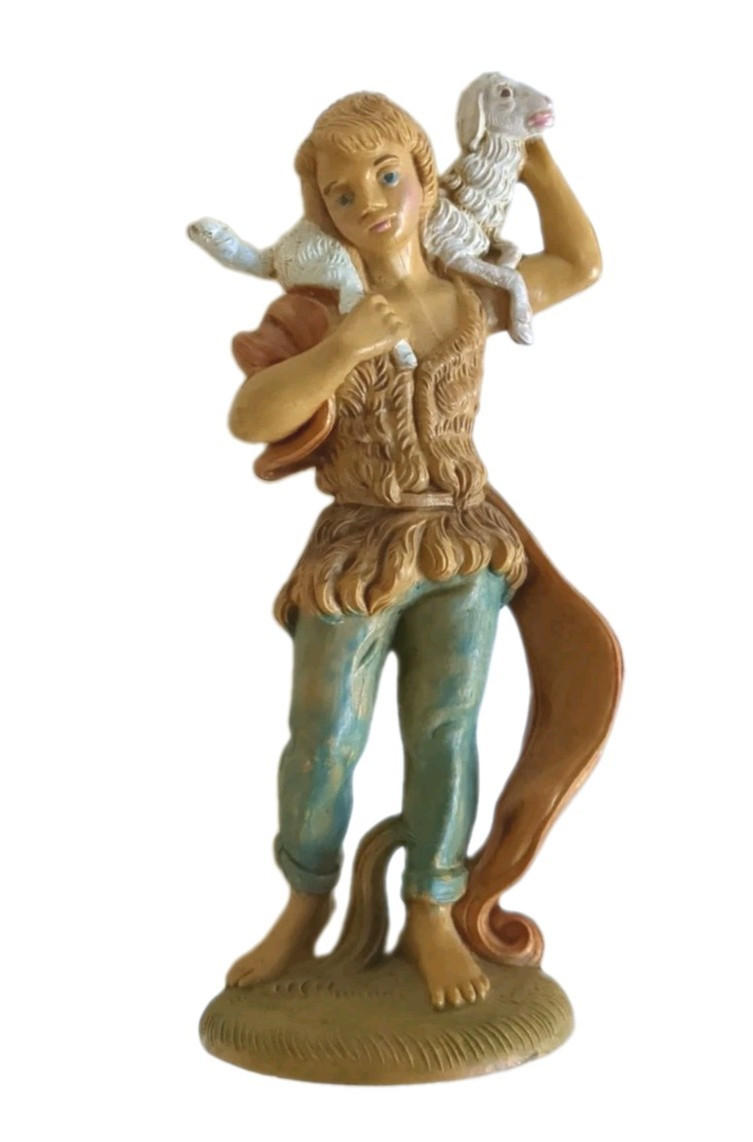 Vintage Italian Nativity Shepherd Boy Figurine with Lamb Fits Fontanini 5 Vintage Italian Nativity Shepherd Boy Figurine with Lamb Fits Fontanini 5