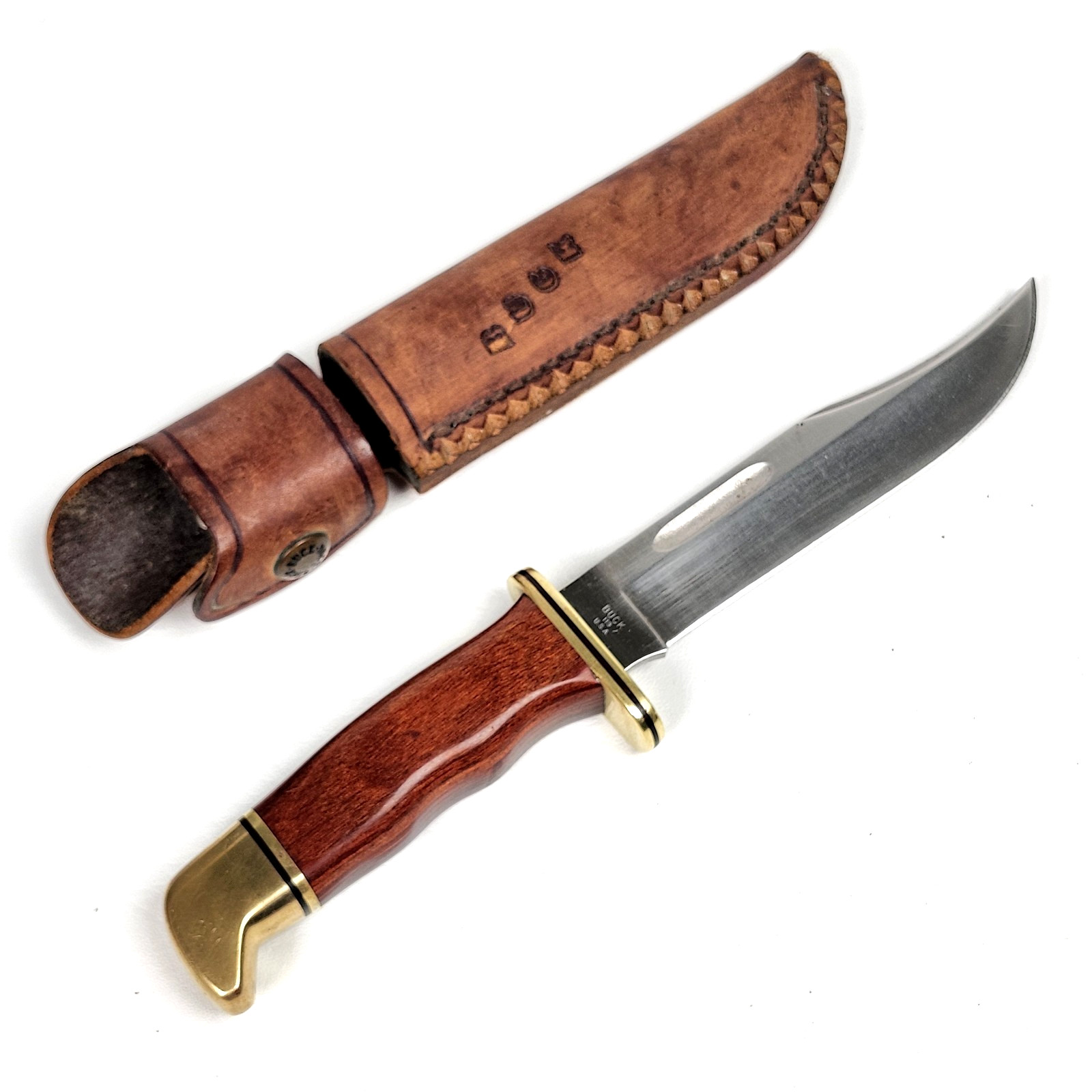 Vintage 1993 Buck 119BR Special Cocobolo Bowie Knife w/ Leather Sheath USA Made Vintage 1993 Buck 119BR Special Cocobolo Bowie Knife w/ Leather Sheath USA Made