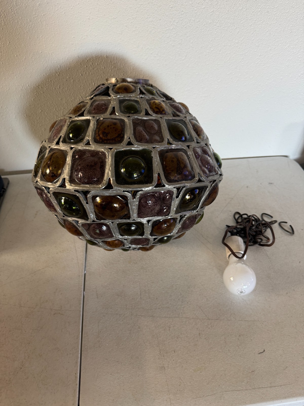 1960s Vintage Brutalist Art Glass Globe Light by Felipe Derflingher for Feders