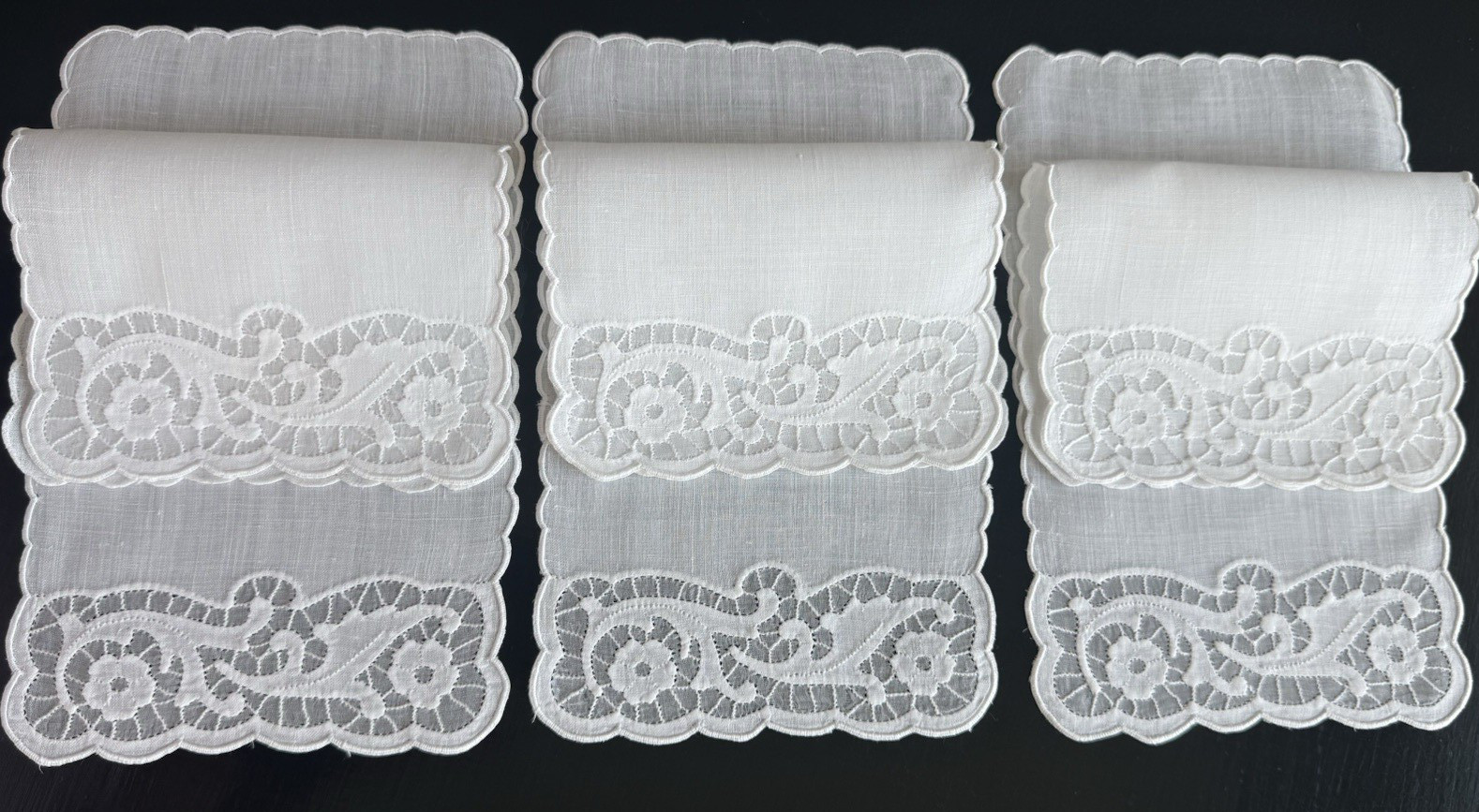 Vintage Cocktail Napkins Madeira Linen Organdy White set of 6 Vintage Cocktail Napkins Madeira Linen Organdy White set of 6
