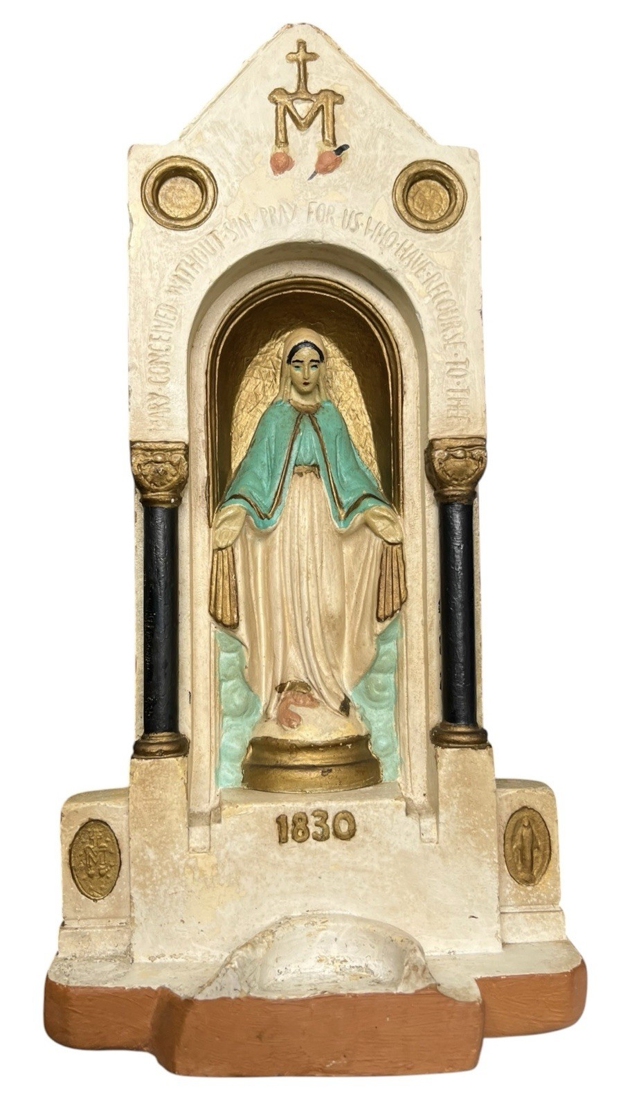 Vintage Virgin Mary Chalkware Statue Shrine Hand Painted Vintage Virgin Mary Chalkware Statue Shrine Hand Painted