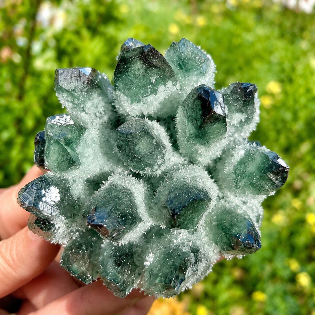 Rare 250g Natural Green Phantom Quartz Crystal Cluster Geode Mineral Specimen