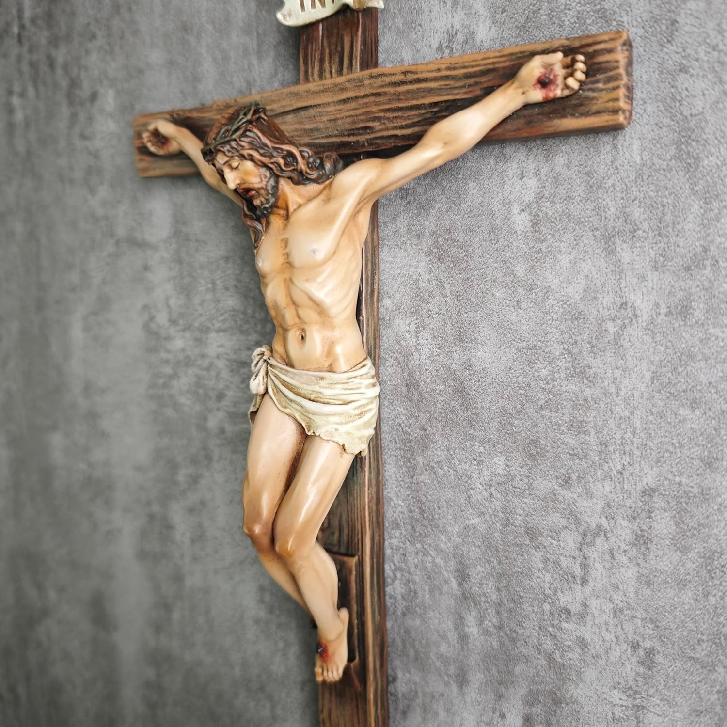 10 inch Handmade Wall Cross Realistic Crucifix INRI Jesus Christ Religious Deco