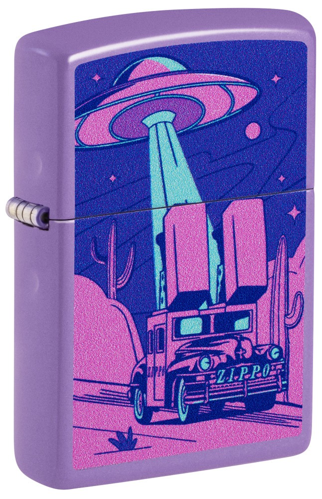 Zippo Car Chase Design Smoky Lavender Windproof Lighter, 47276