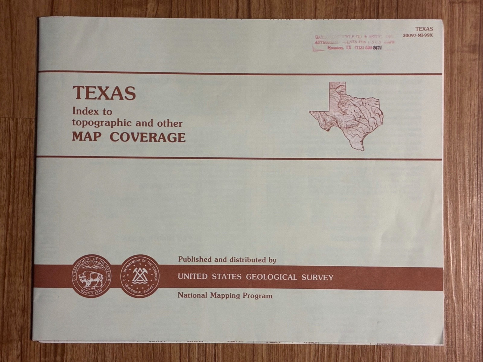 Vintage - 1996 TEXAS Index To Topographic & Other Map Coverage - by USGS Vintage - 1996 TEXAS Index To Topographic & Other Map Coverage - by USGS