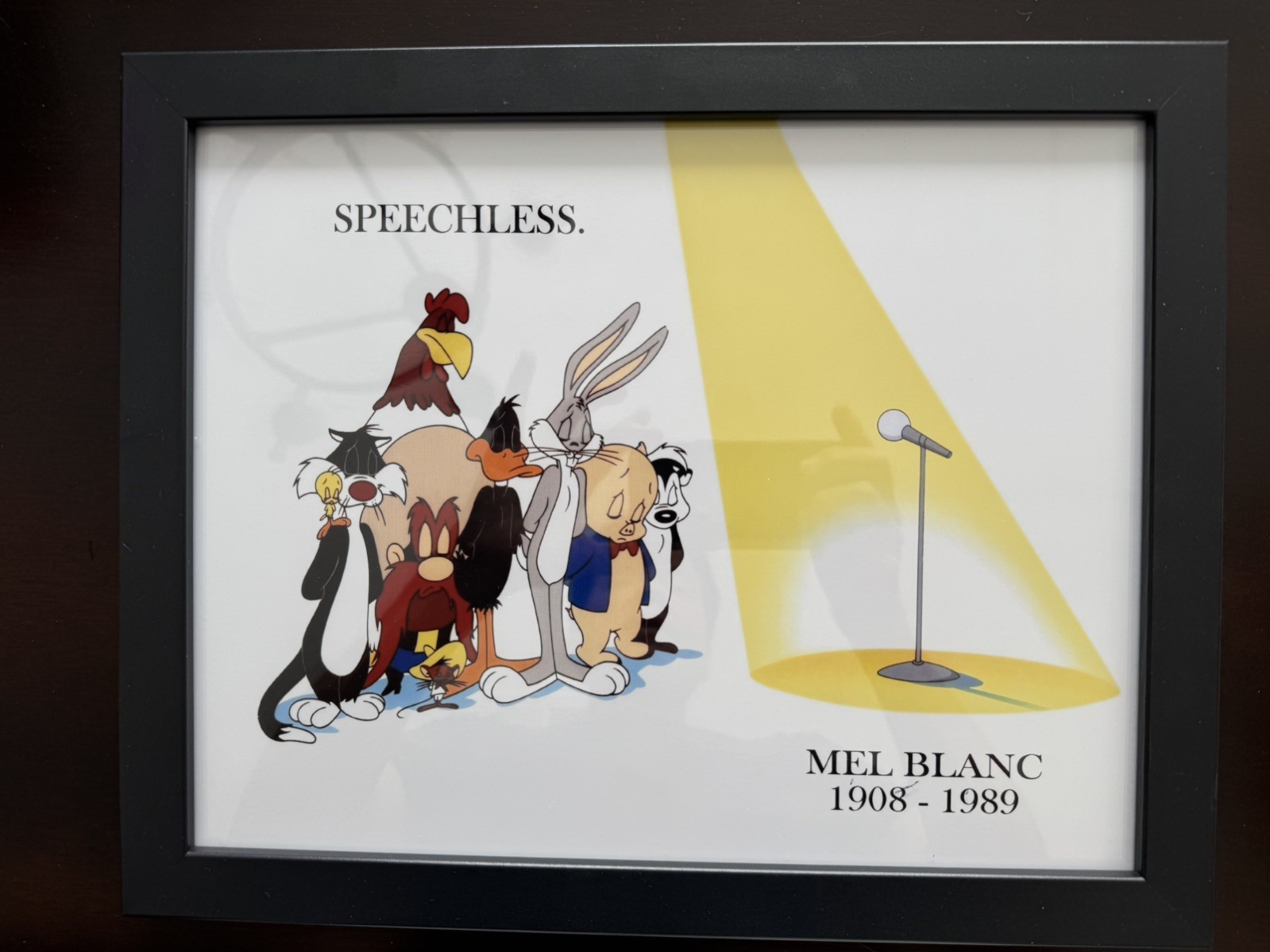 π Mel Blanc Speechless 14 x 11 tribute Warner Bros print NEW Frame Glass π Mel Blanc Speechless 14 x 11 tribute Warner Bros print NEW Frame Glass