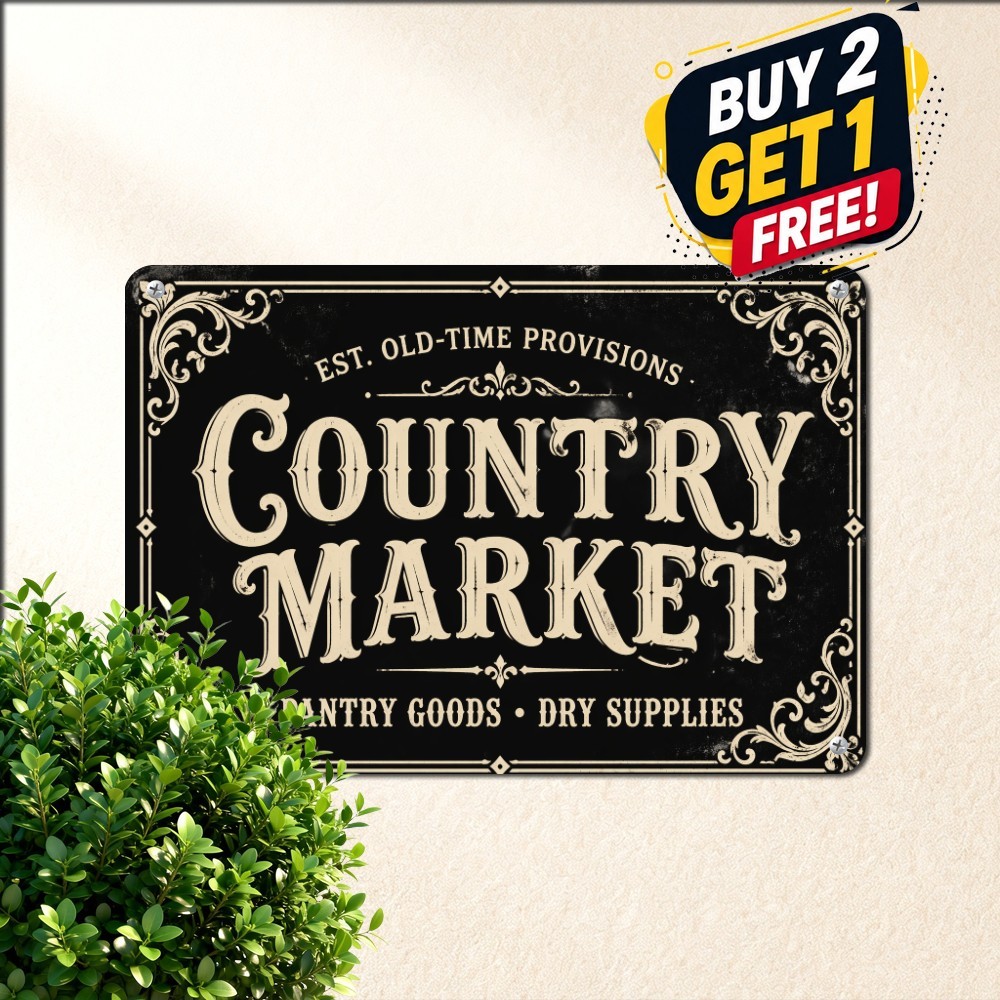 vintage country general store sign typography black background