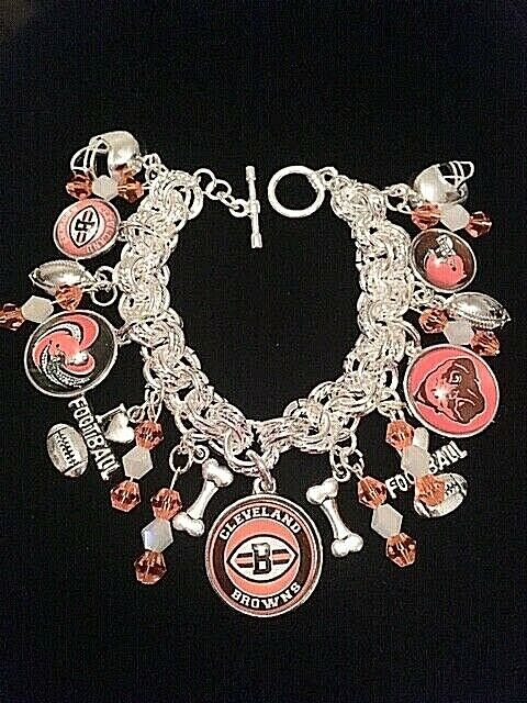 Cleveland Browns Custom Made Charm Bracelet. FREE  SHIPPING 