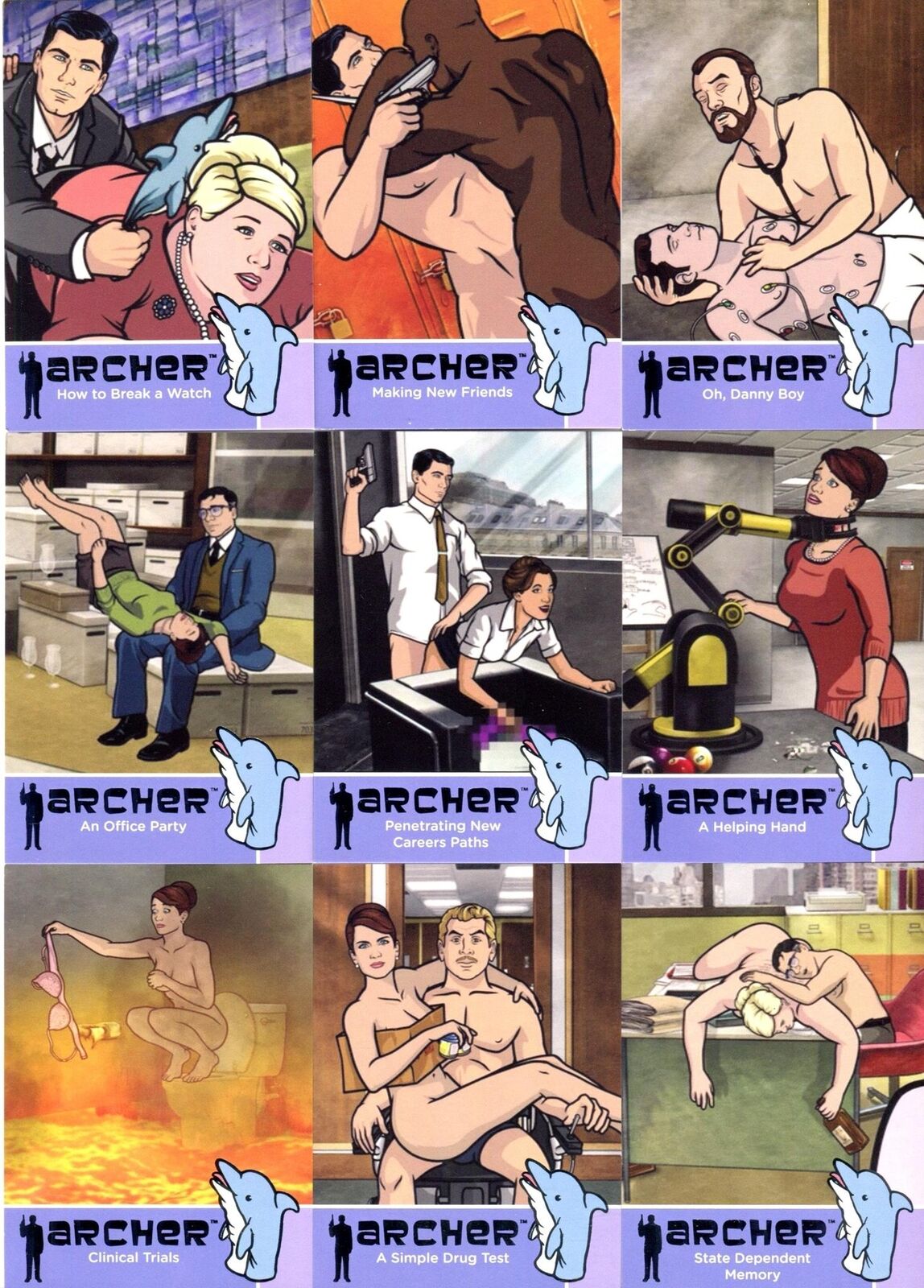 Archer Seasons 1 - 4  Inappropriate Workplace Chase Card Set C1 C9 Cryptozoic 20
