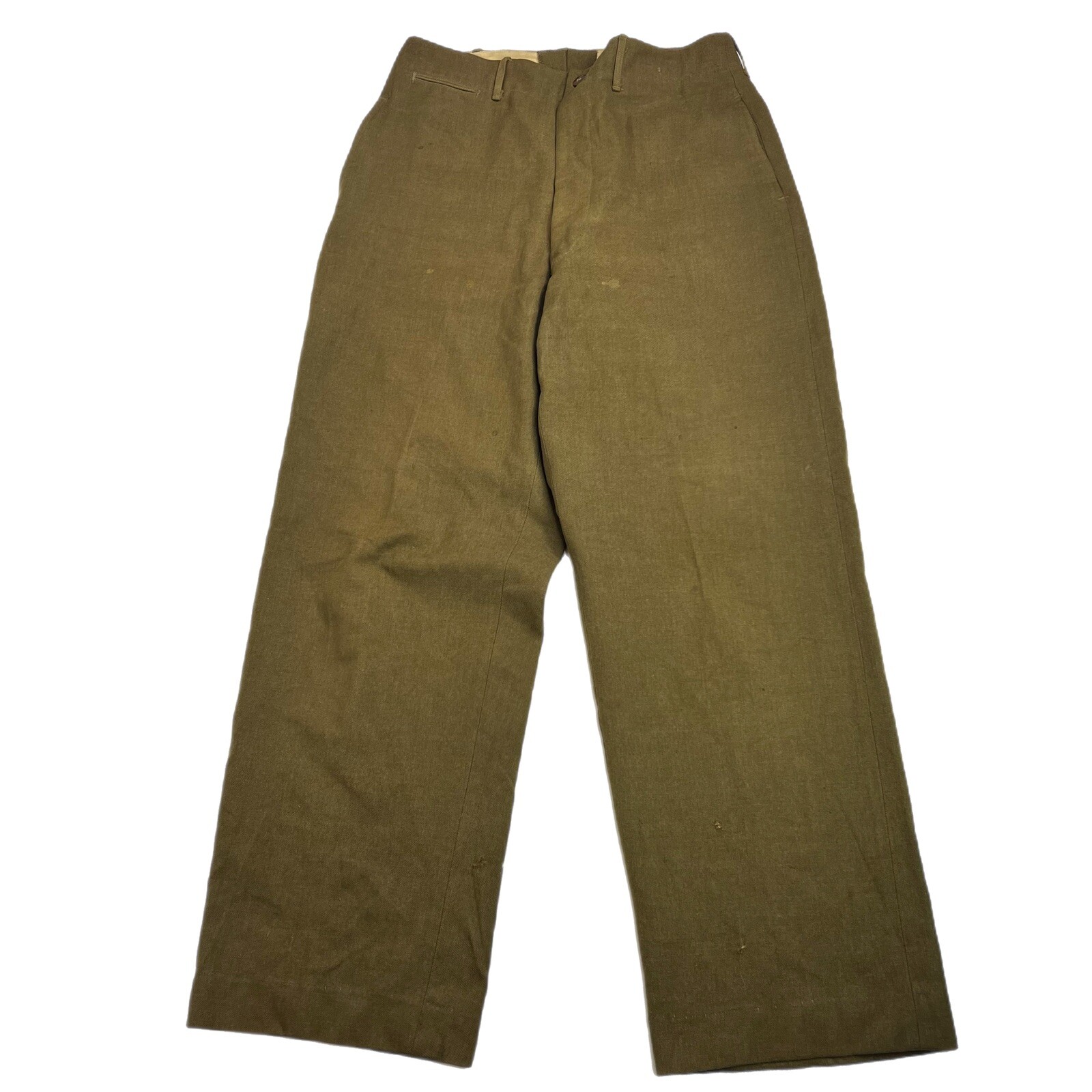 Vintage 1940s Military Pants Trousers Button Fly Wool Stained Size 33x31