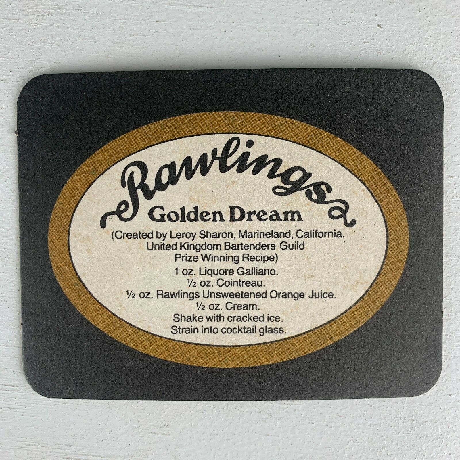 Rawlings Golden Dream Unsweetened Orange Vintage Pub Coaster