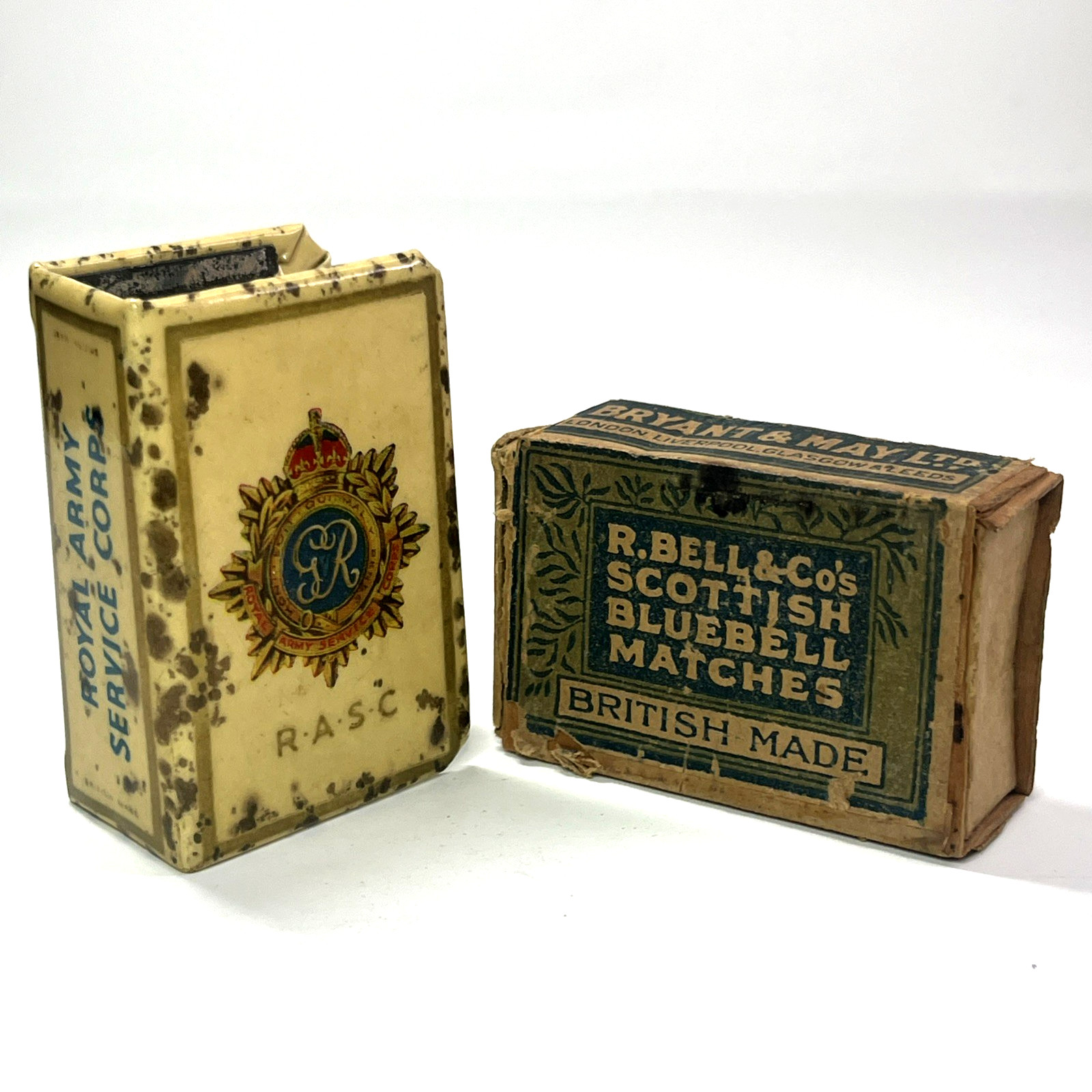 Vintage WWII RASC Matchbox Cover w/ Match Box Royal Army Service Corps Celluloid Vintage WWII RASC Matchbox Cover w/ Match Box Royal Army Service Corps Celluloid