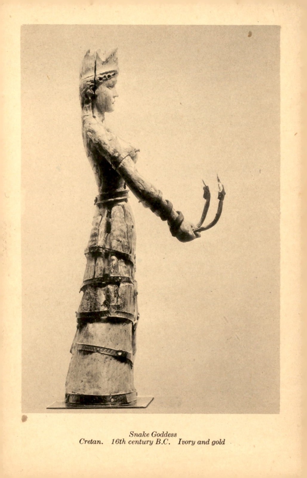 Snake Goddess, Cretan 16th Century B.C. Postcard Snake Goddess, Cretan 16th Century B.C. Postcard