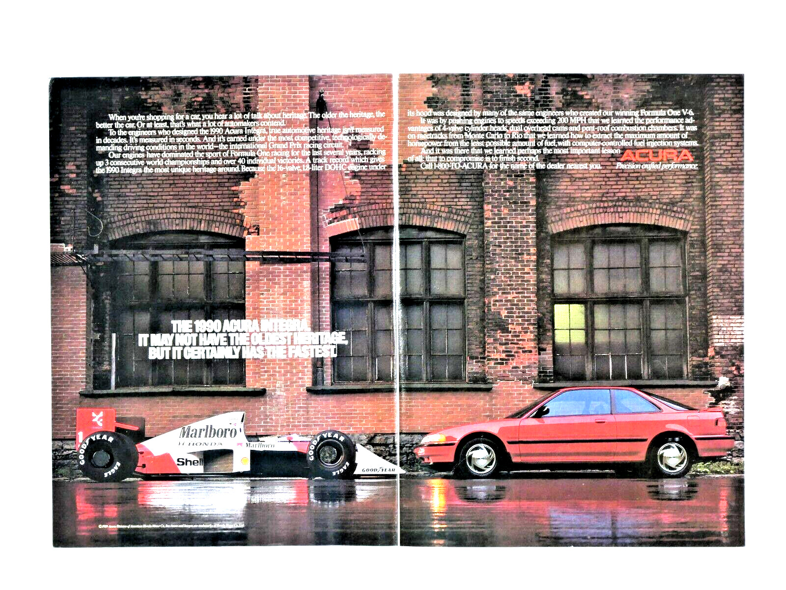 1990 Acura Integra Vintage  2 Page  Original Print Ad