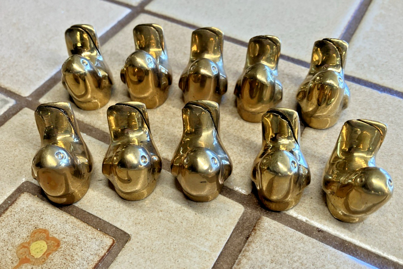 SOLID BRASS SET OF 10 BIRD songbird 1\ SOLID BRASS SET OF 10 BIRD songbird 1\