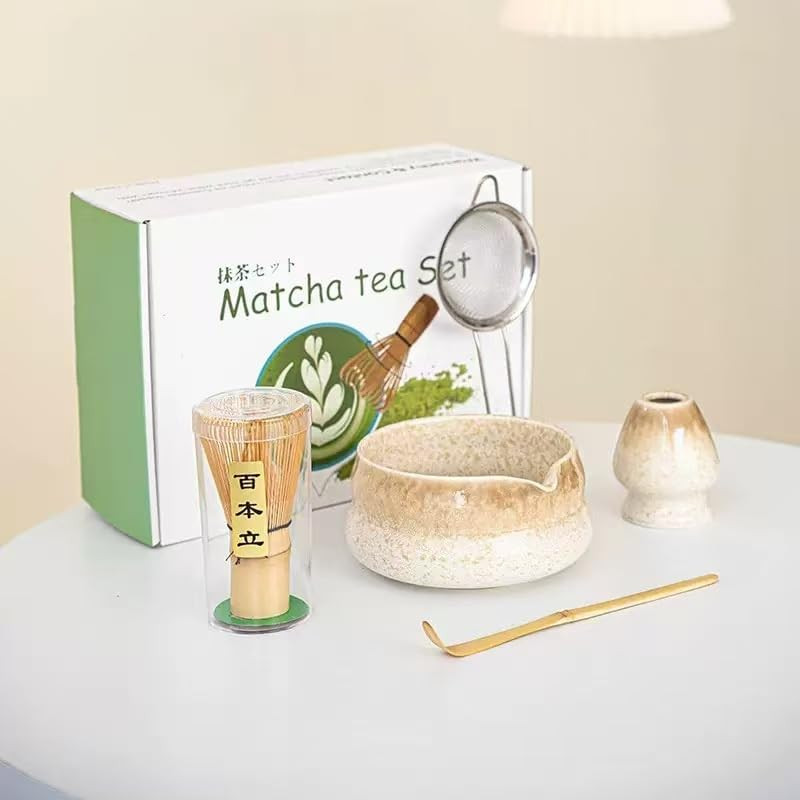 Premium Matcha Tea Set - 5 Pcs with Kiln-Transformation Glaze Ceramic Bowl, P... Premium Matcha Tea Set - 5 Pcs with Kiln-Transformation Glaze Ceramic Bowl, P...
