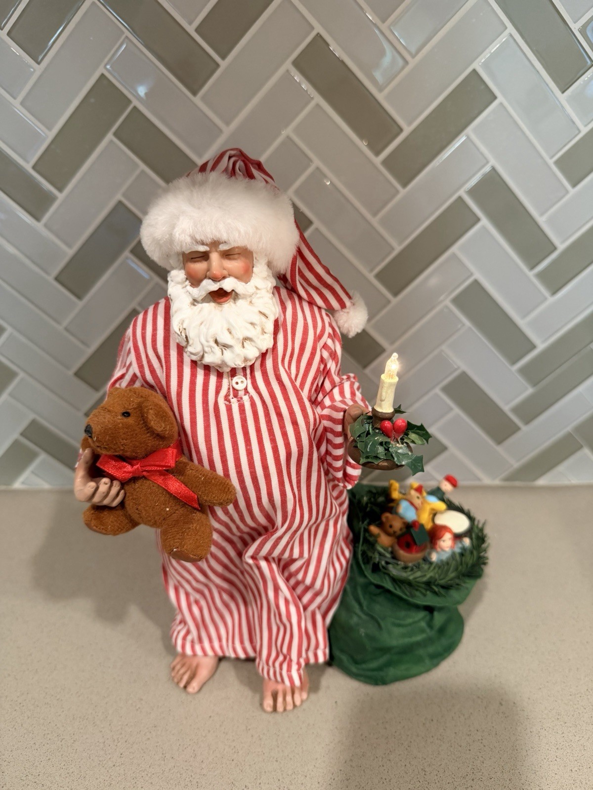 Possible Dreams Clothtique Sleepy Time Santa #15203 Teddy Bear Candle Toy Sack Possible Dreams Clothtique Sleepy Time Santa #15203 Teddy Bear Candle Toy Sack