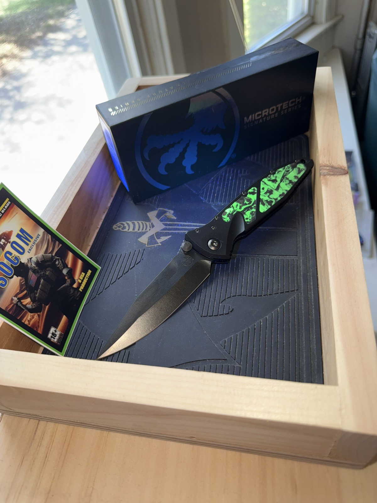 🌟SOCOM ELITE EXCLUSIVE GLOW FAT CARBON FIBER BLK DLC MICROTECH-SPIKE GRIND #74
