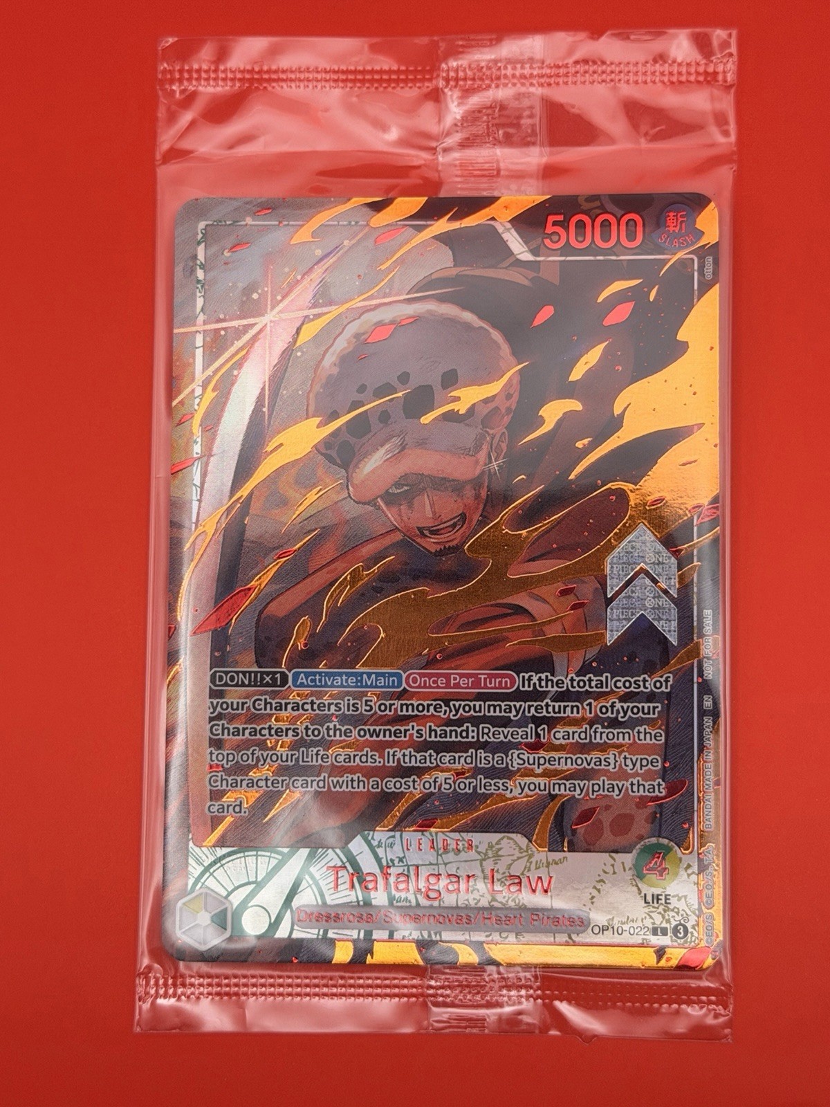 One Piece TCG Trafalgar Law OP10-022 Leader Flame Flame Event One Piece TCG Trafalgar Law OP10-022 Leader Flame Flame Event