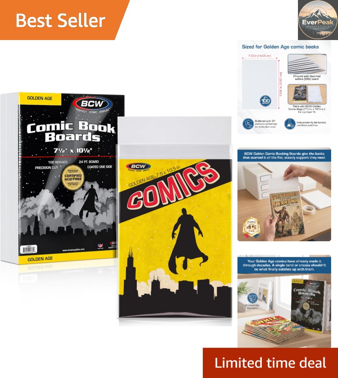Durable Comic Backing Boards - 100 Count, Protection for 7.5 x 10.5 Comics
