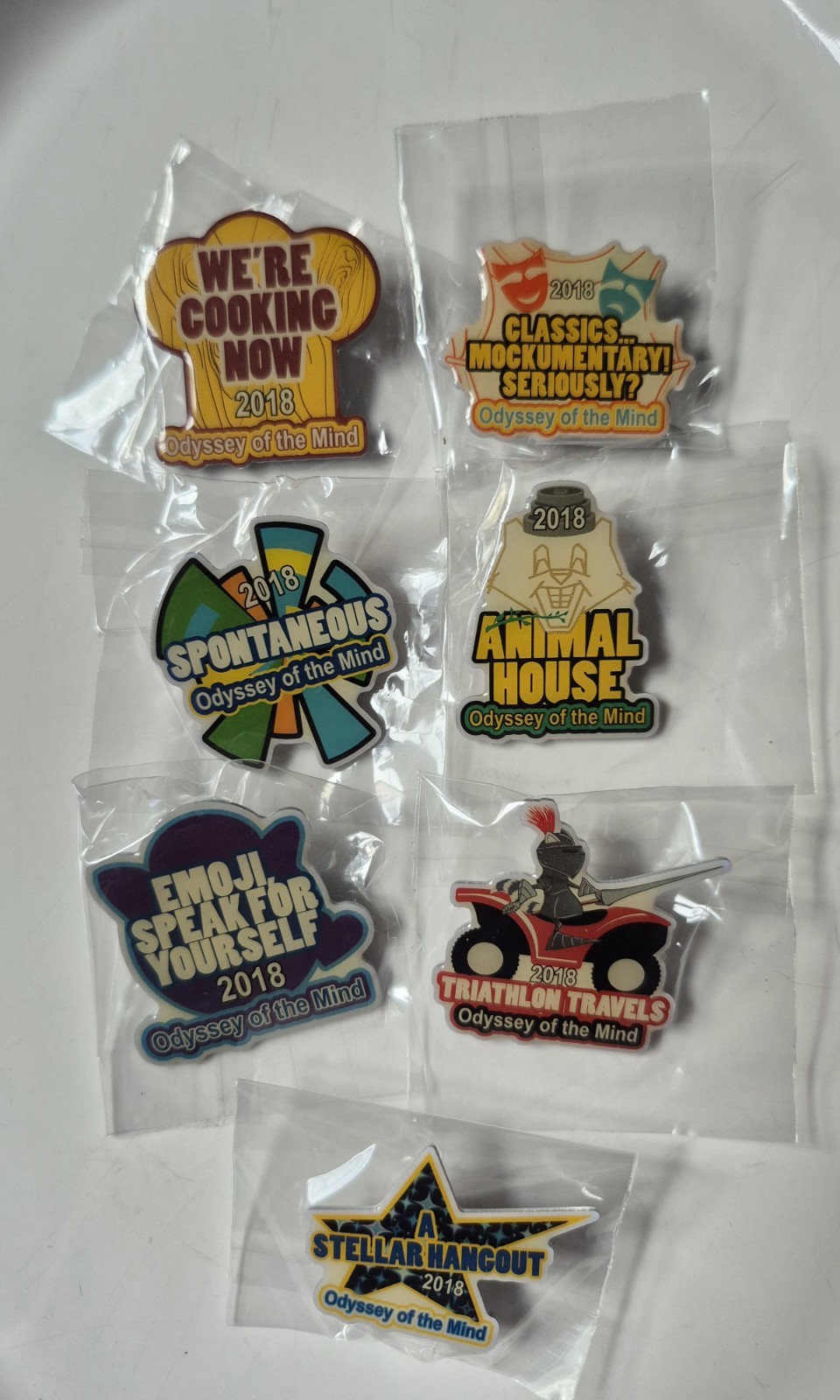 Vintage Odyssey of the Mind 2018 Lapel Pin Pins Lot 7 New OM Vintage Odyssey of the Mind 2018 Lapel Pin Pins Lot 7 New OM