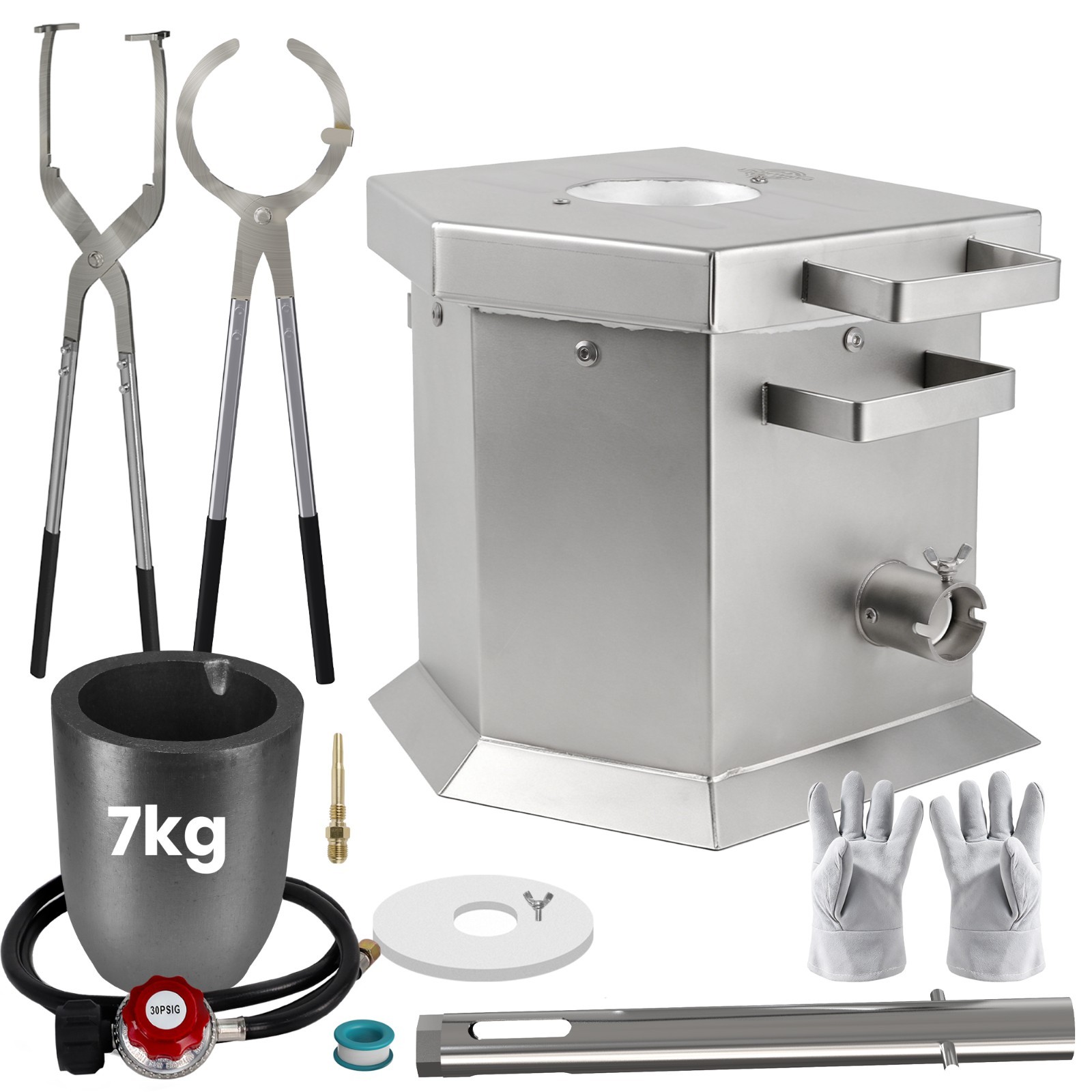 CANALHOUT 7KG/15lbs Propane Melting Furnace Kit with Two Tongs and Crucible CANALHOUT 7KG/15lbs Propane Melting Furnace Kit with Two Tongs and Crucible