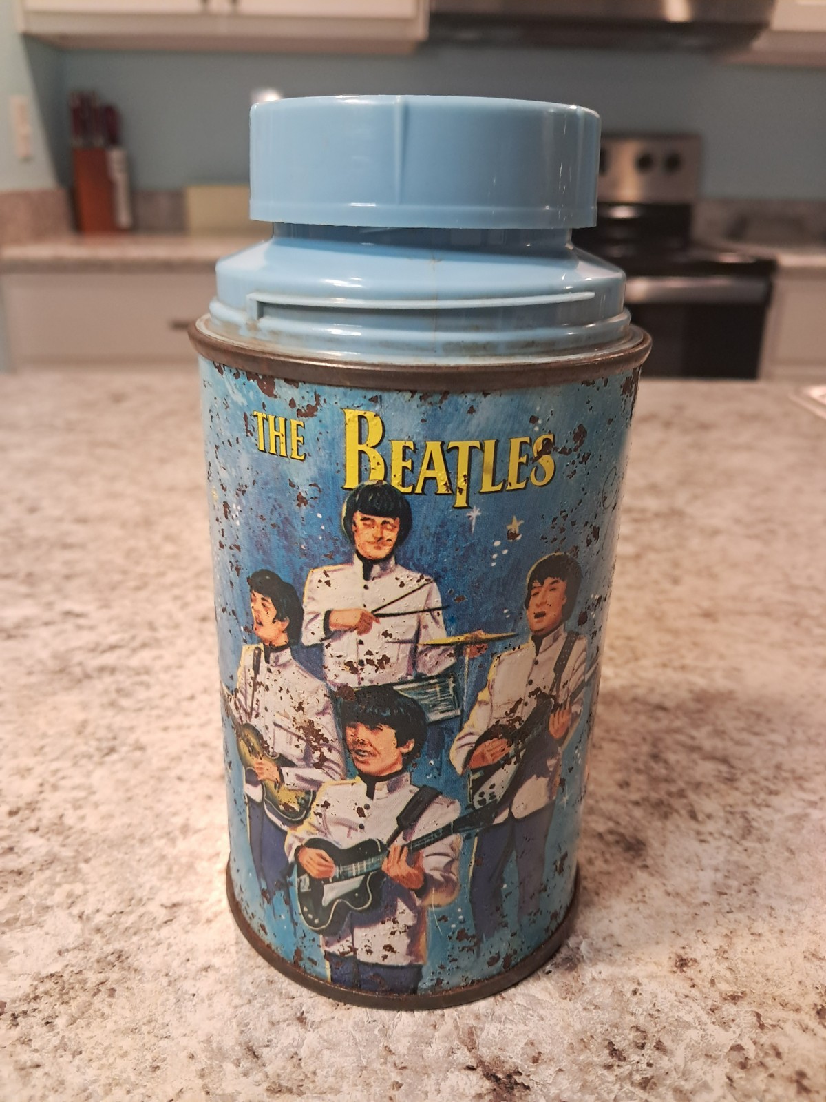 1965 The Beatles Thermos for Lunch Box * Vintage * RUSTY Lunchbox Bottle NO CUP 1965 The Beatles Thermos for Lunch Box * Vintage * RUSTY Lunchbox Bottle NO CUP