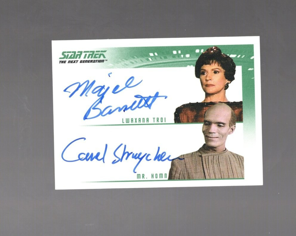 2005 STAR TREK TNG QUOTABLE MAJEL BARRETT & CAREL STRUYCKEN DUAL AUTOGRAPH 2005 STAR TREK TNG QUOTABLE MAJEL BARRETT & CAREL STRUYCKEN DUAL AUTOGRAPH