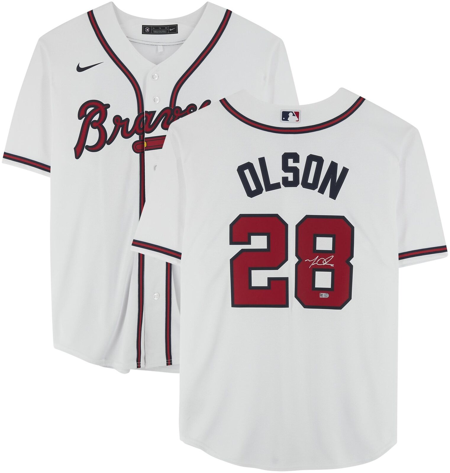Matt Olson Atlanta Braves Autographed White Nike Replica Jersey