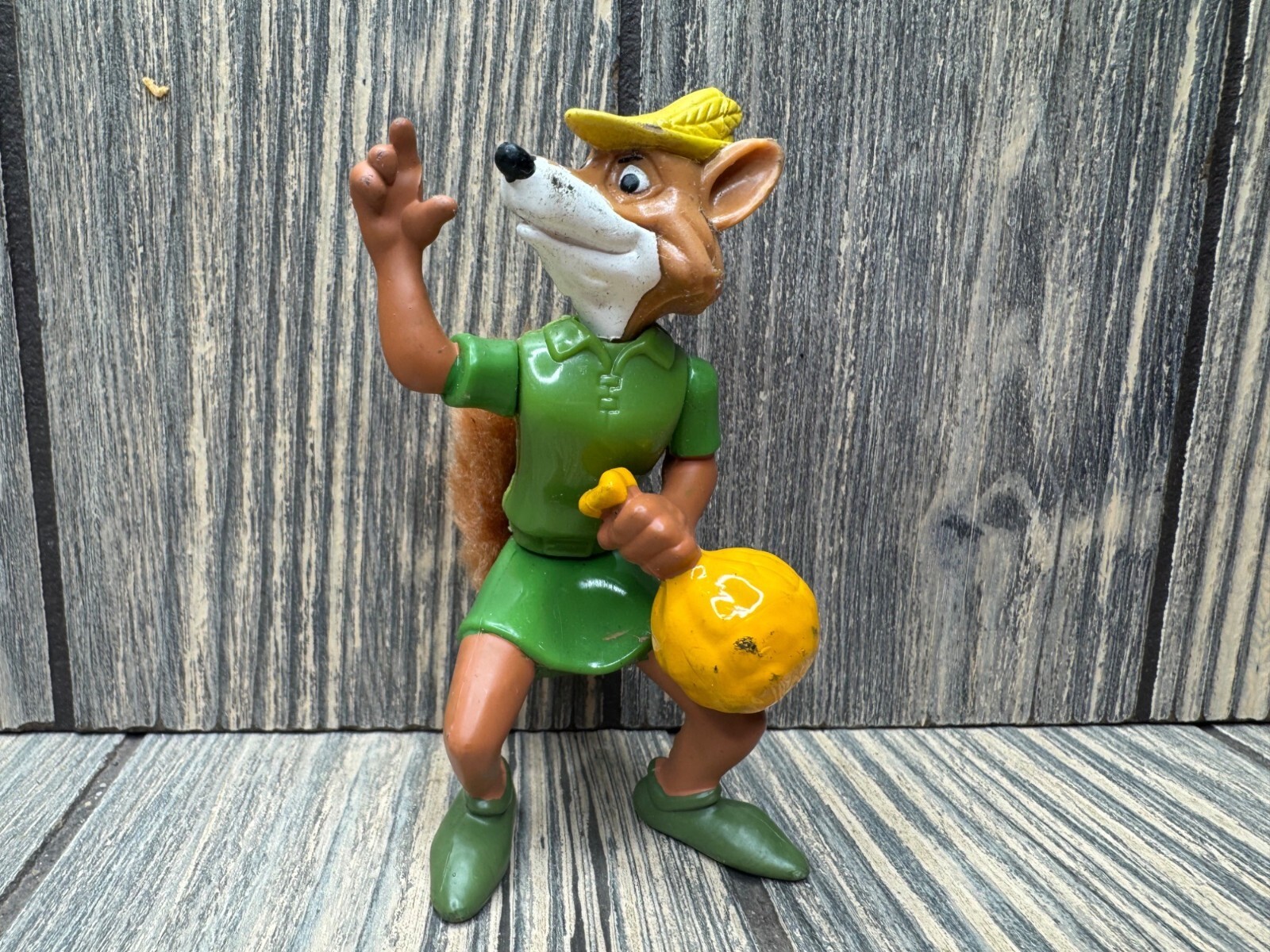 Vintage 1990s Disney Robin Hood Fox Figure w/ Faux Fur Fluffy Tail Poseable Vintage 1990s Disney Robin Hood Fox Figure w/ Faux Fur Fluffy Tail Poseable