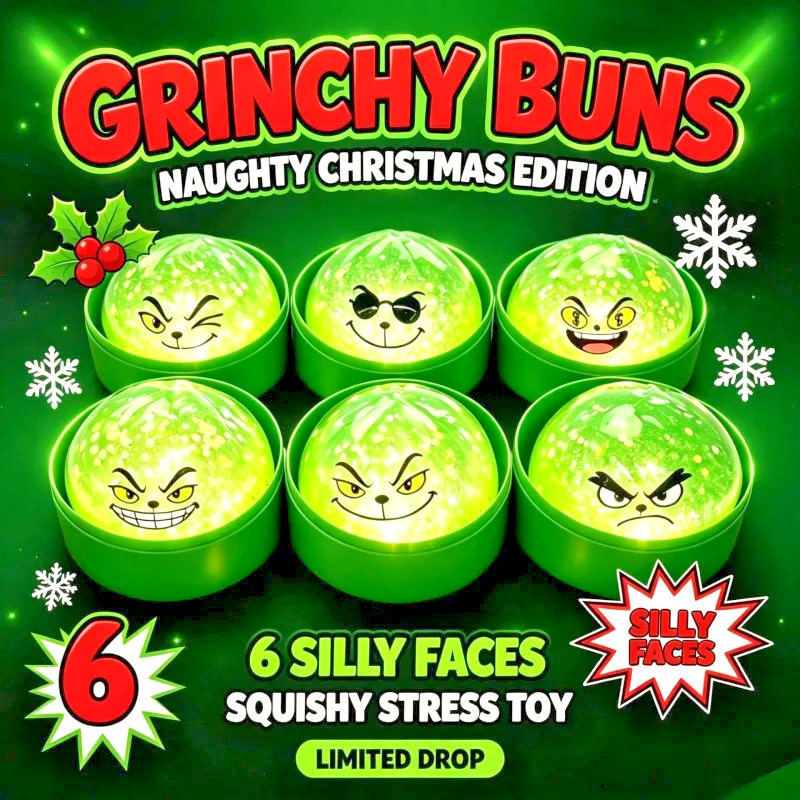 New 6 Pack Grinch Glow In The Dark Squishy Dumpling Christmas Toys Sensory Fun