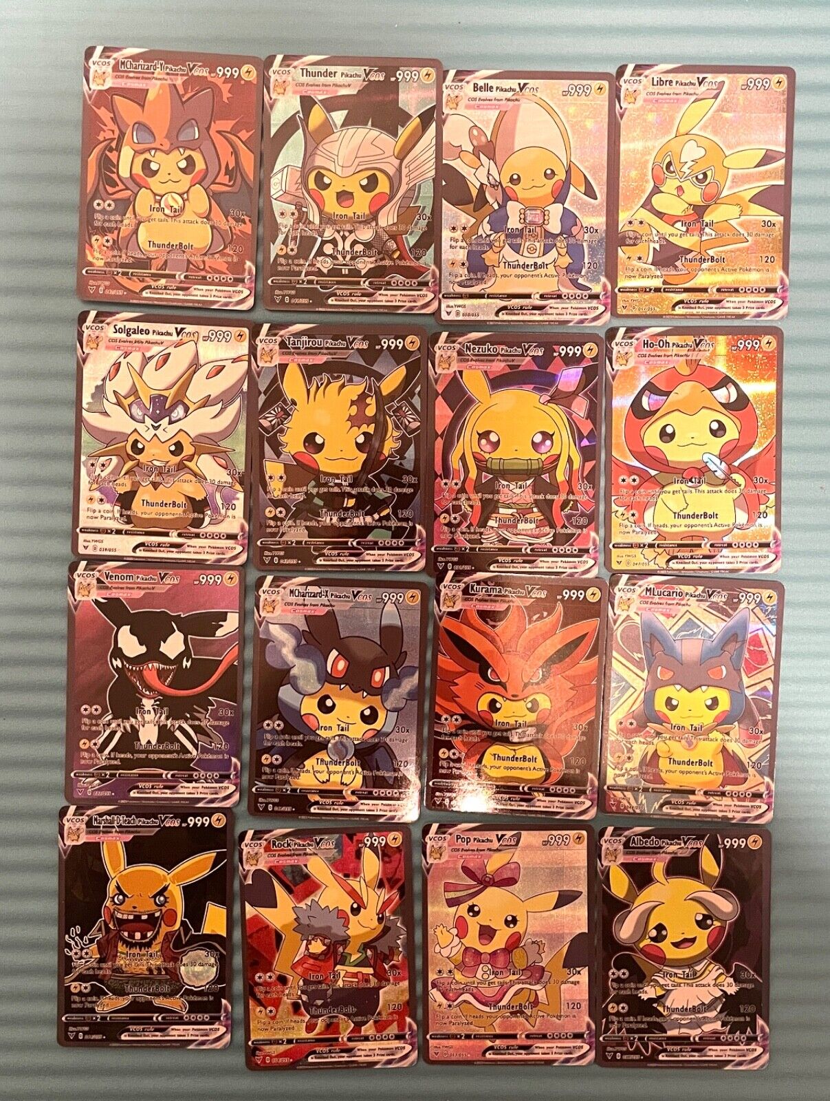 Pikachu Anime/Fan Art Cosplay Holographic Pokemon Cards 55Pcs/Set