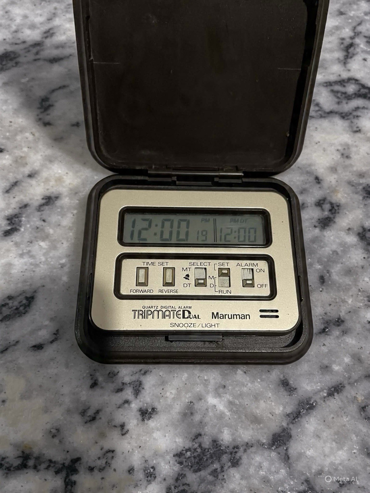 Vtg Ultra Rare Maruman Trip Dual Date Alarm Clock Working Vtg Ultra Rare Maruman Trip Dual Date Alarm Clock Working