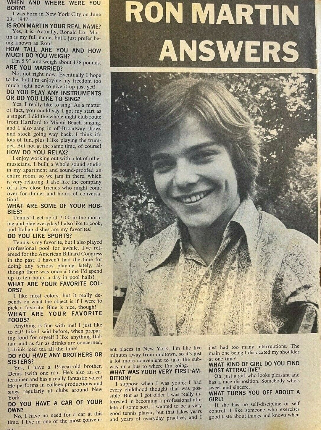 1971 Actor Ron Martin Answers Your Questions