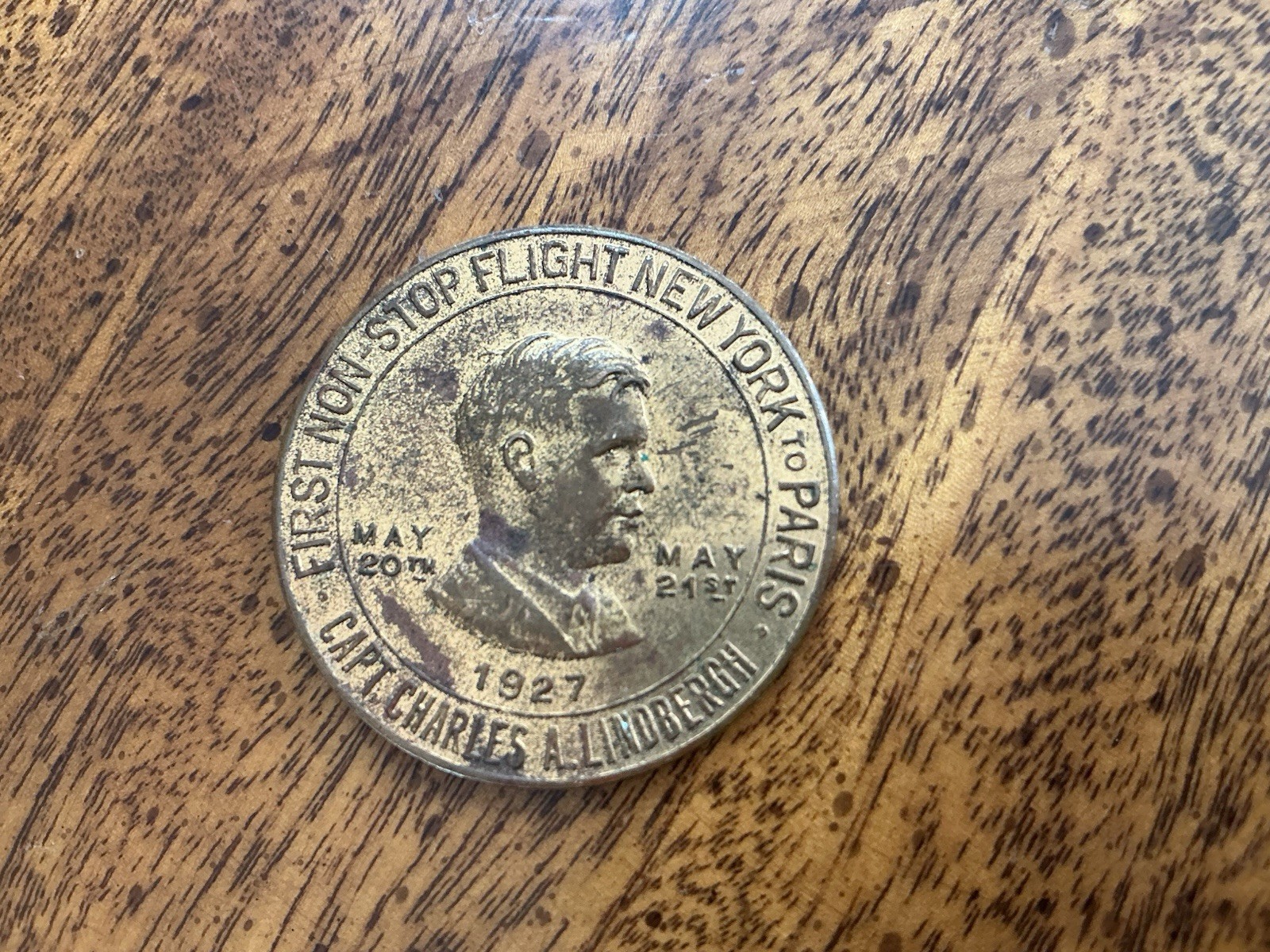 1927 Capt. Charles Lucky Lindbergh 1st N.Y. to Paris Flight Token Coin 1927 Capt. Charles Lucky Lindbergh 1st N.Y. to Paris Flight Token Coin