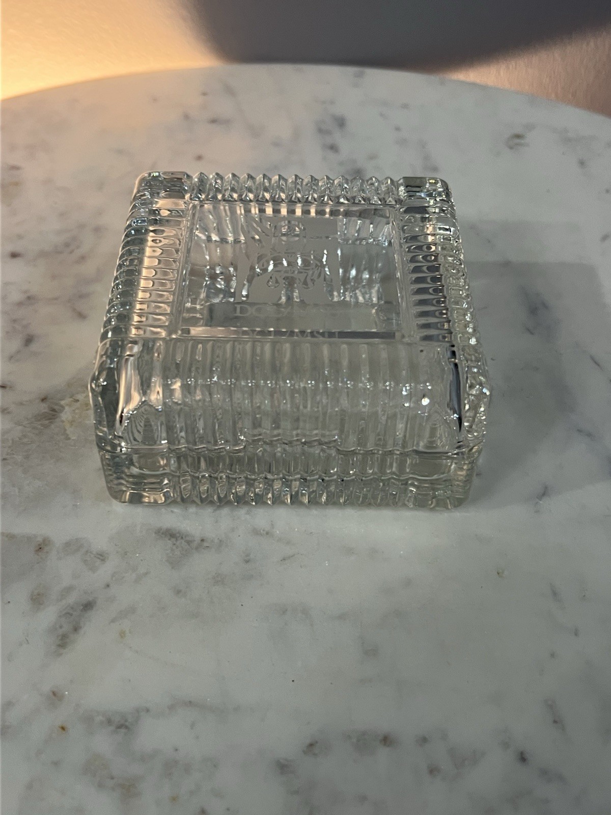 heavy crystal ashtray Etched DCL/MSU 3.75” heavy crystal ashtray Etched DCL/MSU 3.75”