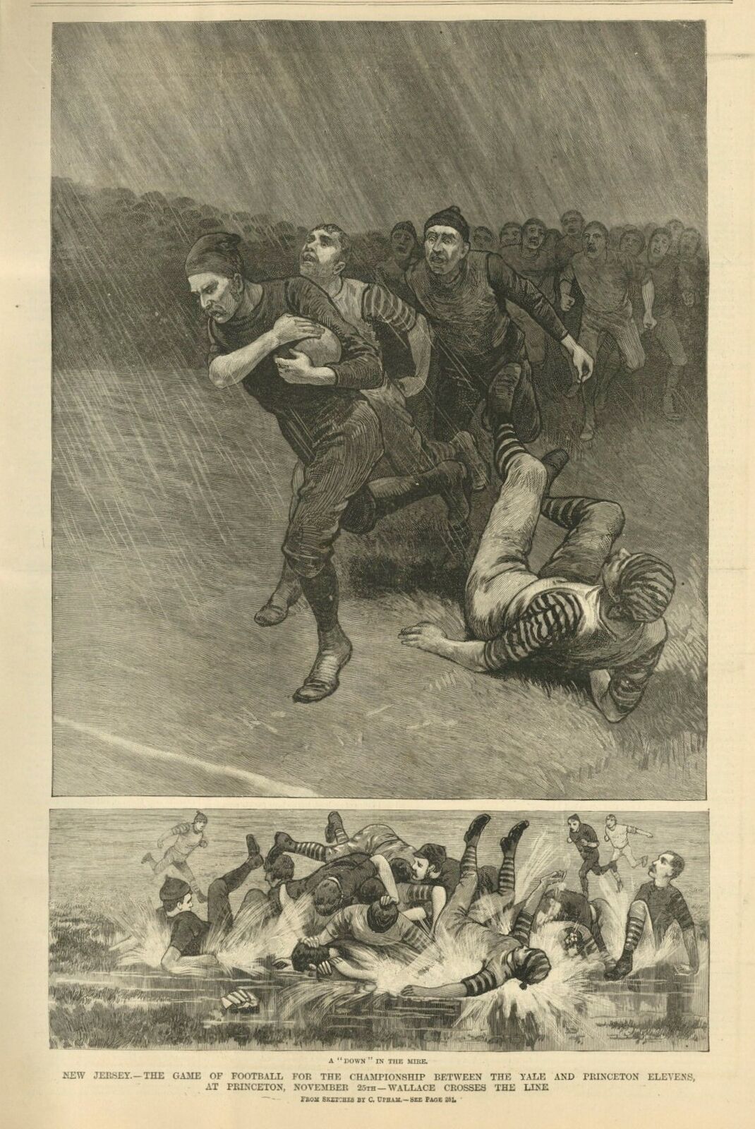 COLLEGE FOOTBALL FOR THE CHAMPIONSHIP BETWEEN THE YALE AND PRINCETON ELEVENS
