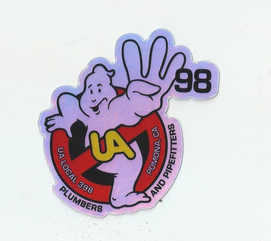 UA LOCAL 398 POMONA CA PLUMBERS & PIPEFITTERS GHOSTBUSTERS Holographic Sticker UA LOCAL 398 POMONA CA PLUMBERS & PIPEFITTERS GHOSTBUSTERS Holographic Sticker
