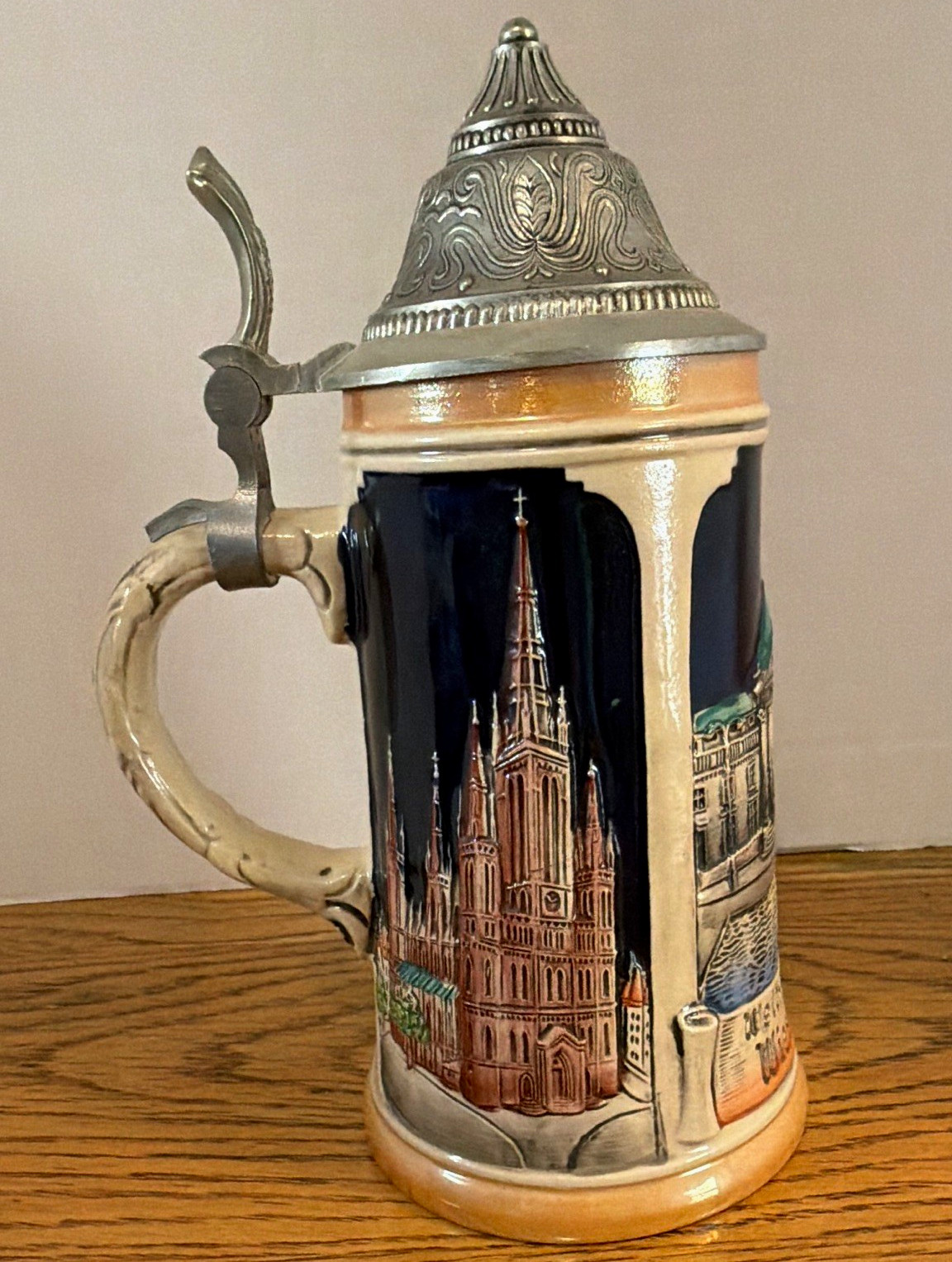 GERZ Wiesbaden German Lidded Beer Stein - Weltkurstadt Scenic Buildings GERZ Wiesbaden German Lidded Beer Stein - Weltkurstadt Scenic Buildings