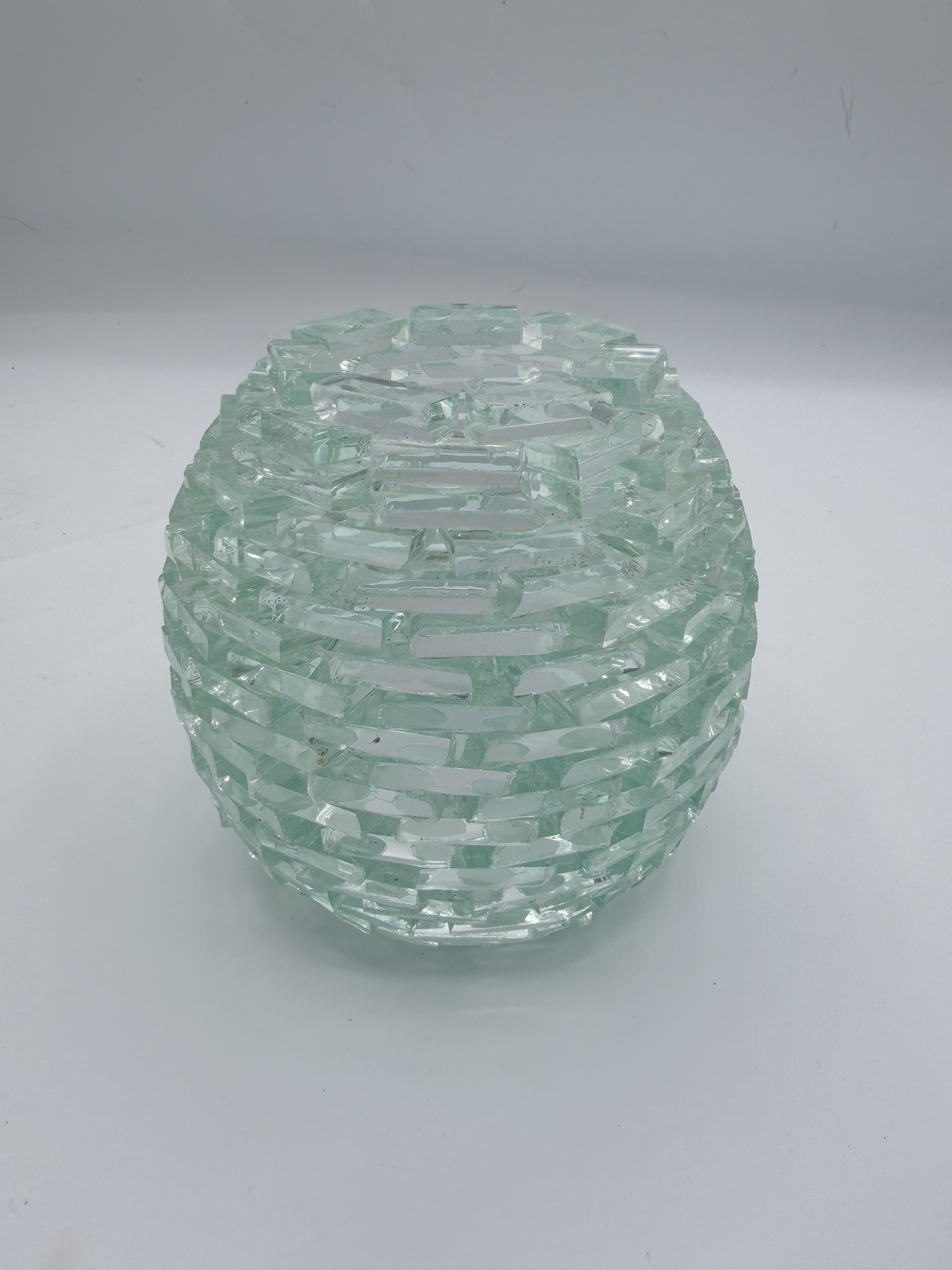 Vintage Brutalist 1970\'s Lamp Shade Polarite Round Ball Tiled Glass Shard Sphere Vintage Brutalist 1970\'s Lamp Shade Polarite Round Ball Tiled Glass Shard Sphere