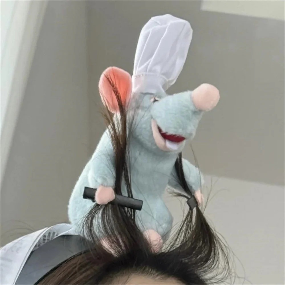 Cute Ratatouille Plush Mouse Doll Headband - Soft Plushie Hairband & Wide Cute Ratatouille Plush Mouse Doll Headband - Soft Plushie Hairband & Wide