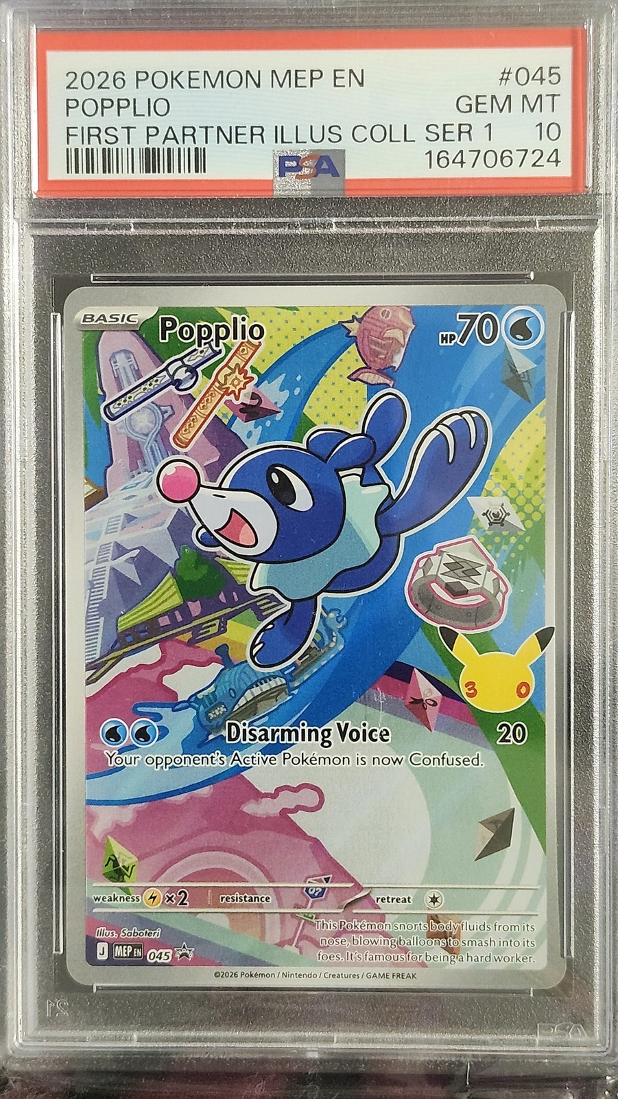 Pokemon PSA 10 Popplio 045 Black Star Promo