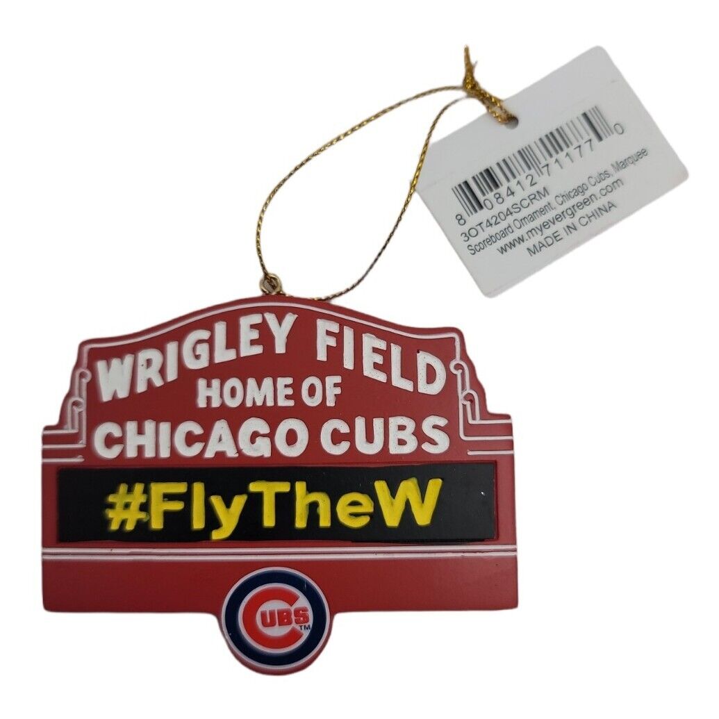 Chicago Cubs Ornament Fly The W Ceramic Scoreboard Marquee